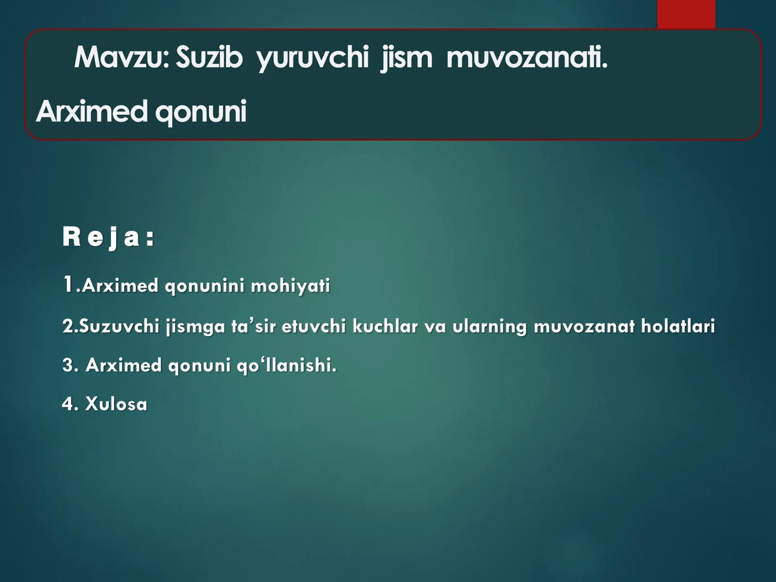Suzib yuruvchi jism muvozanati