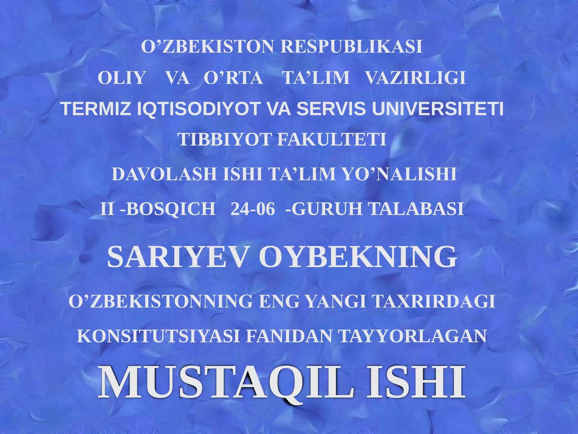 O’zbekiston Respublikasi Konstitutsiyasi