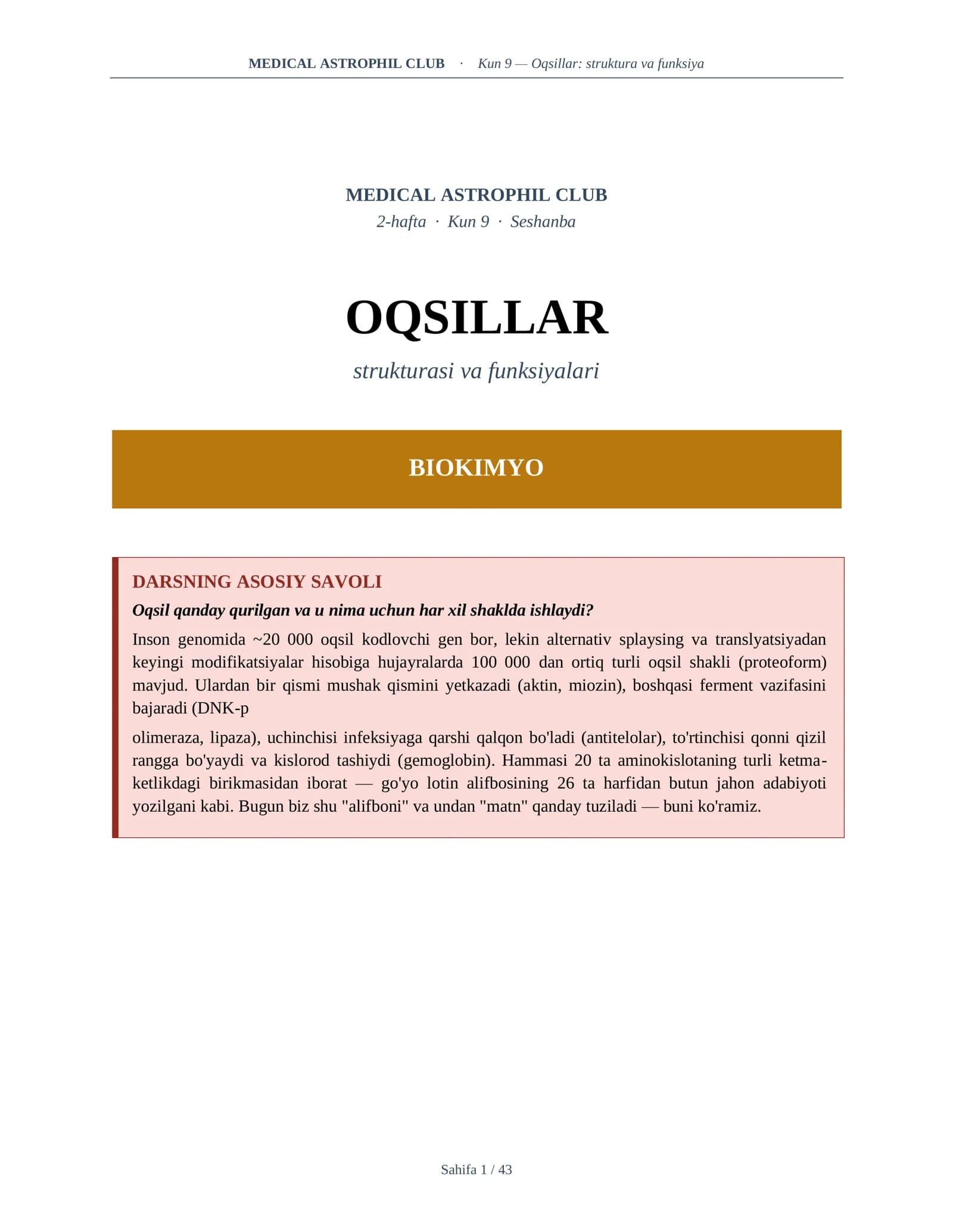 OQSILLAR strukturasi va funksiyalari