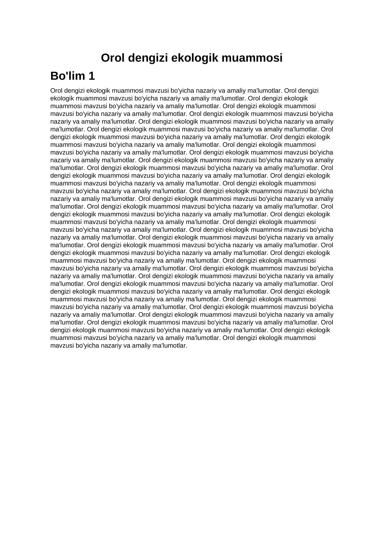 Orol dengizi ekologik muammosi