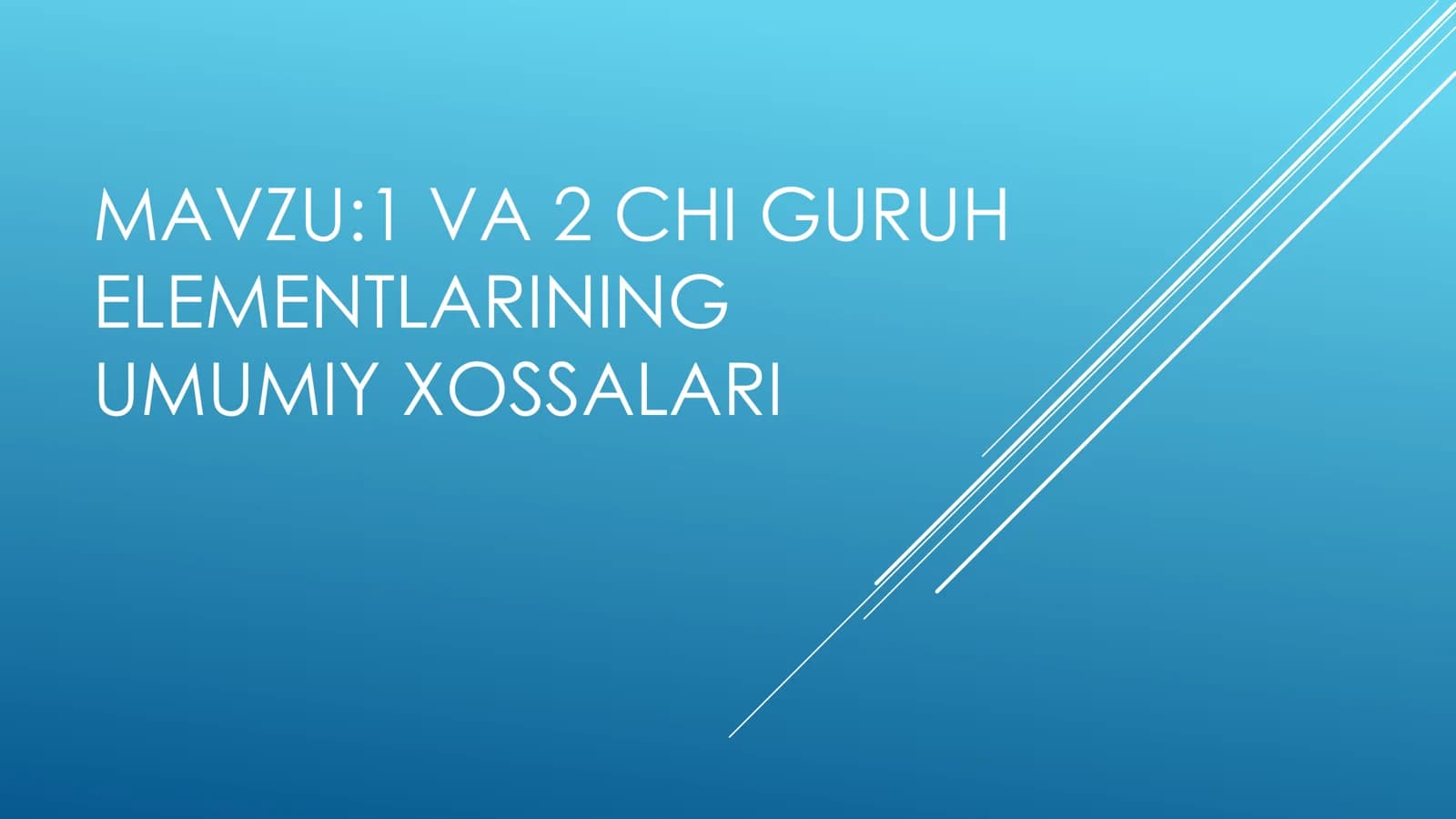 1-guruh elementlari (Ishqoriy metallar - Li,Na,K,Rb,Cs,Frcap Li,Na,K,Rb,Cs,Fr)