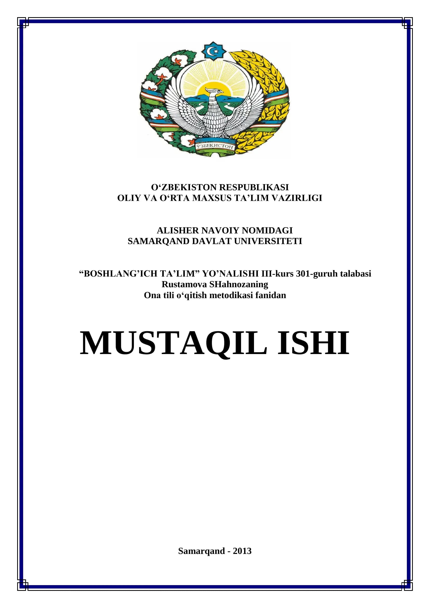 Ona tili o‘qitish metodikasi