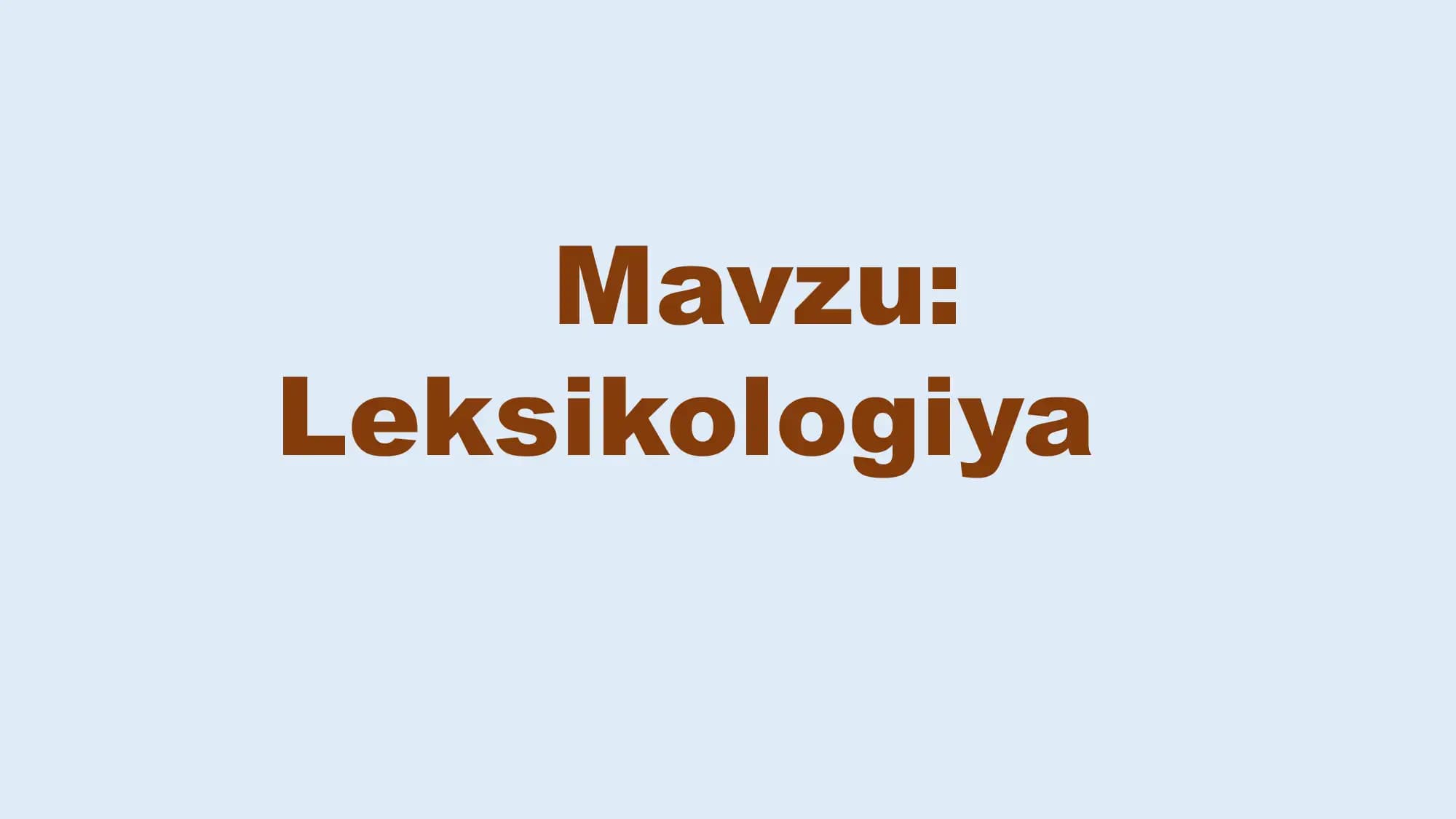 Leksikologiya