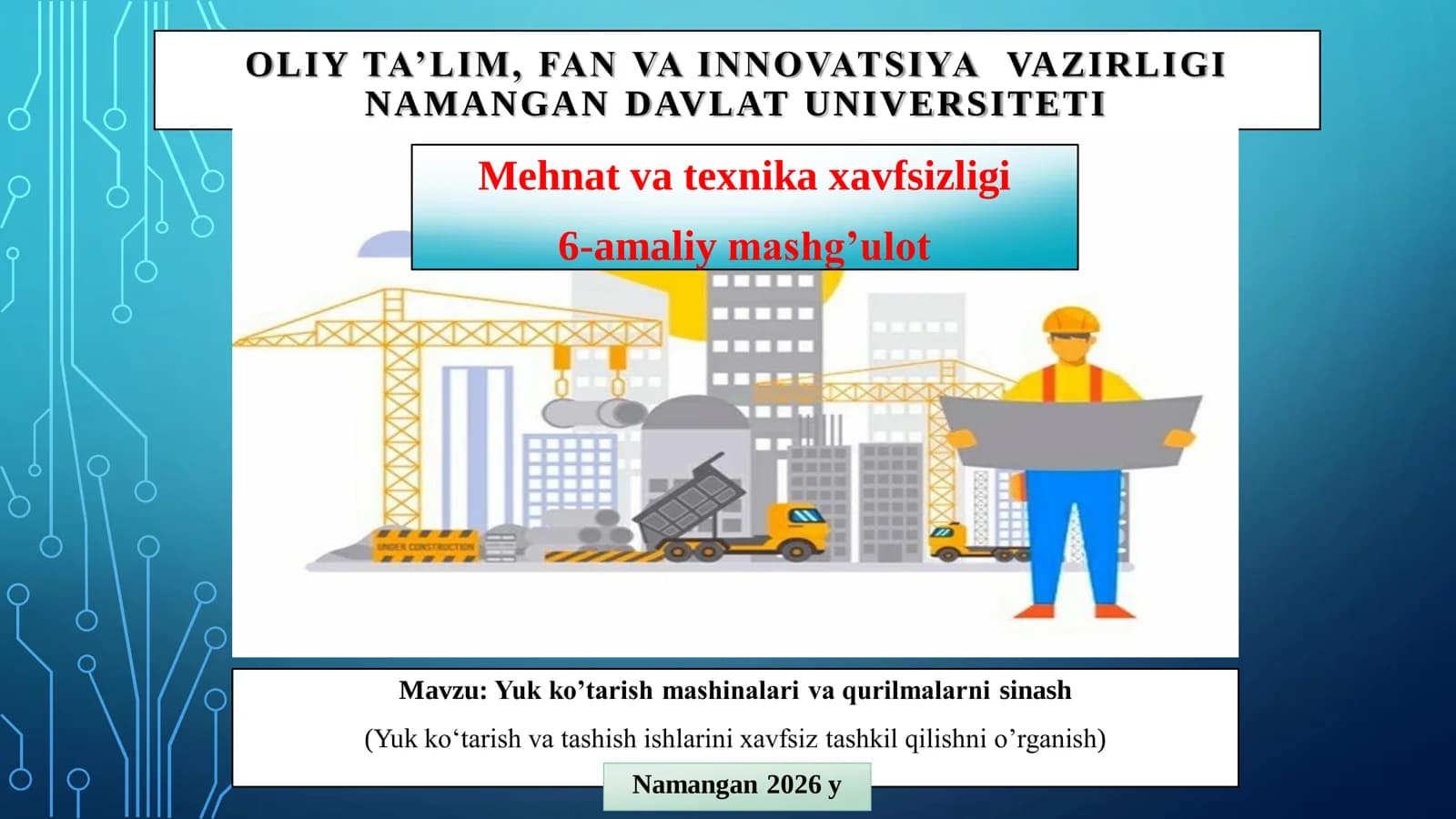 Yuk ko’tarish mashinalari va qurilmalarni sinash