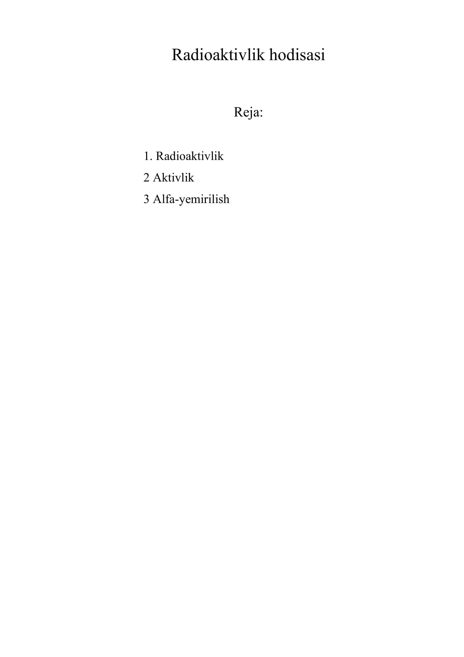 Radioaktivlik hodisasi