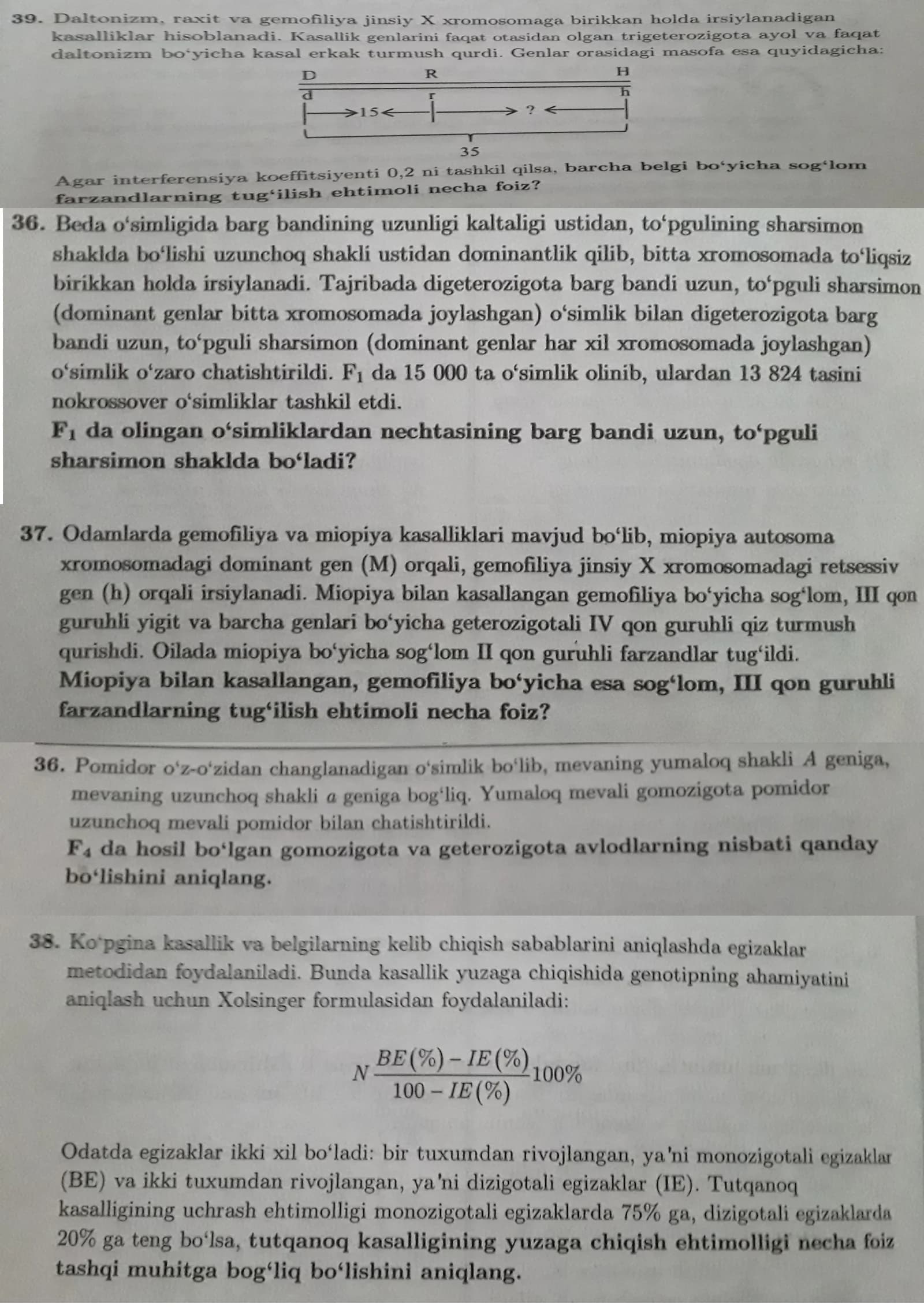 Genetika milliy sertifikat 10ta eng murakkab masalalar