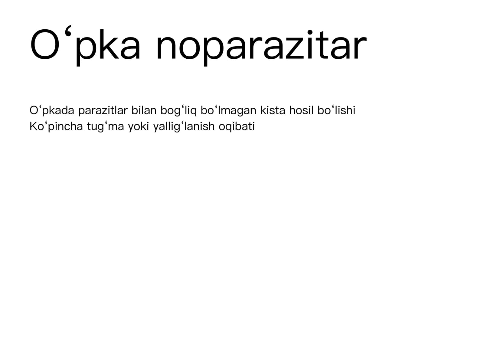O‘pka noparazitar