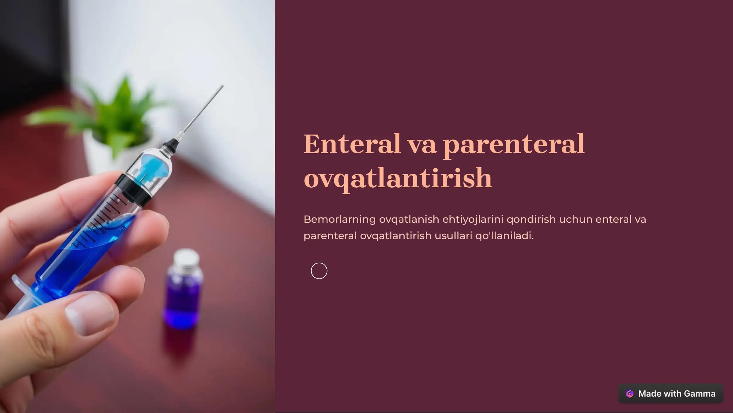 Enteral va parenteral ovqatlantirish