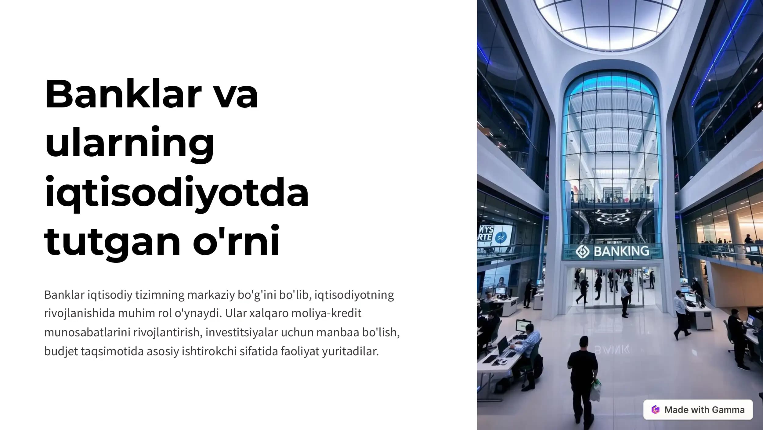 Banklar va ularning iqtisodiyotdagi roli