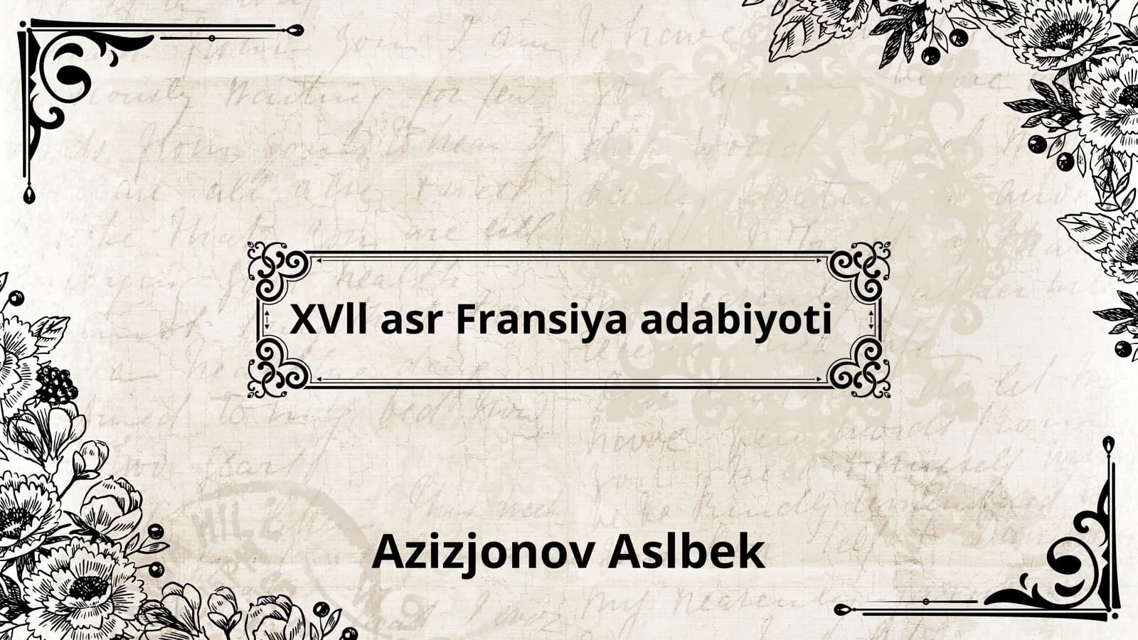 XVll asr fransiya adabiyoti