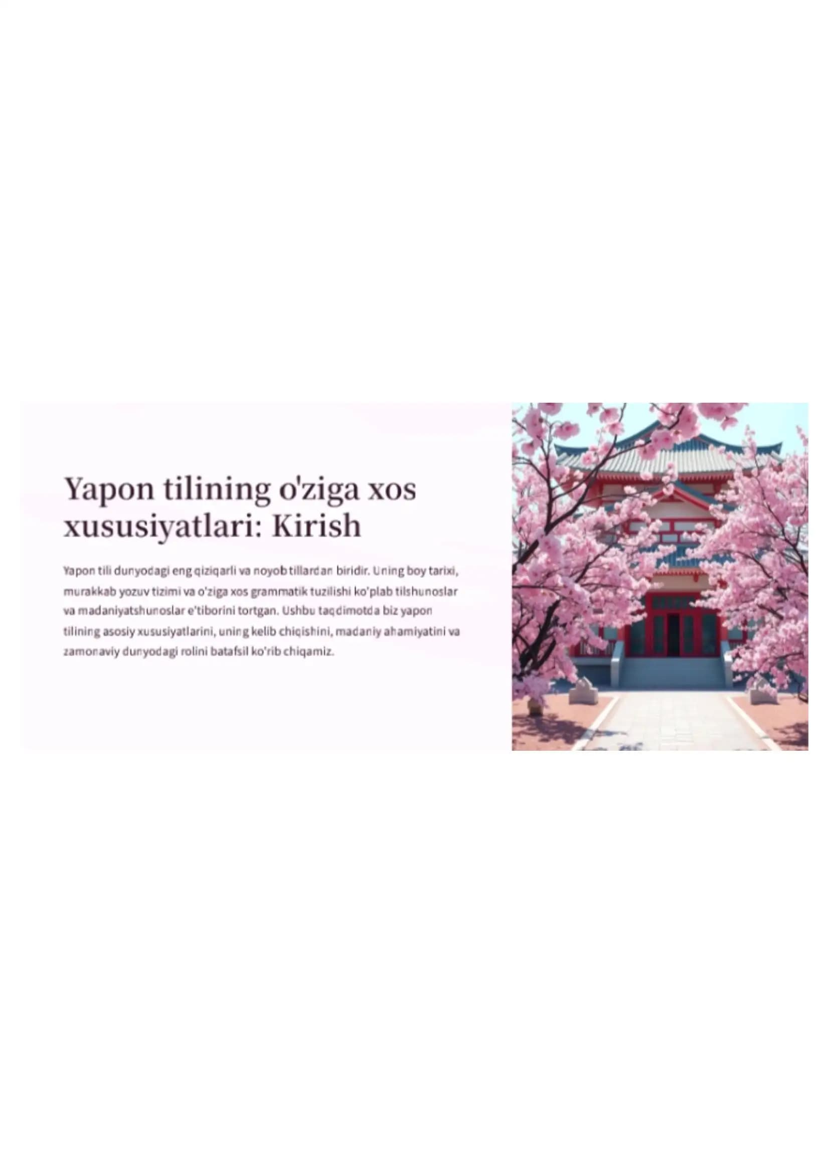 Yapon tilning o'ziga xos xususiyatlari