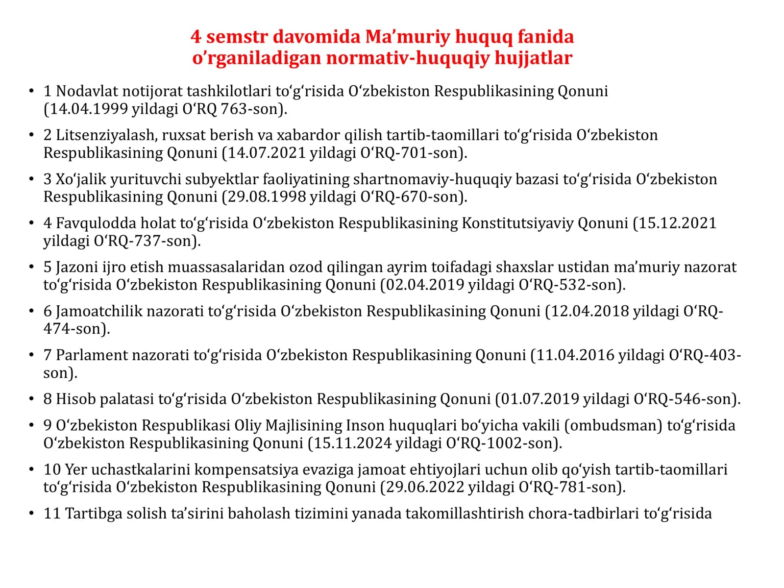 Ma’muriy huquq fanida