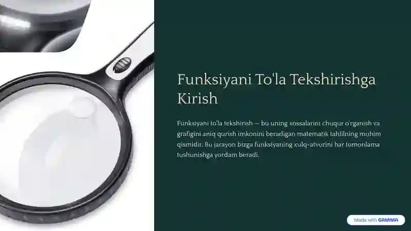 Funksiyani To'la Tekshirishga