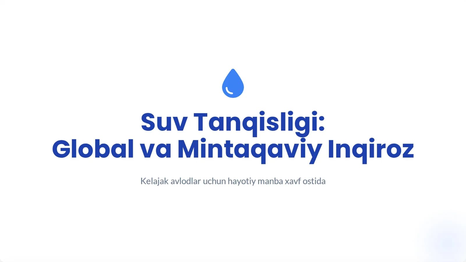 Suv tanqisligi muammosi