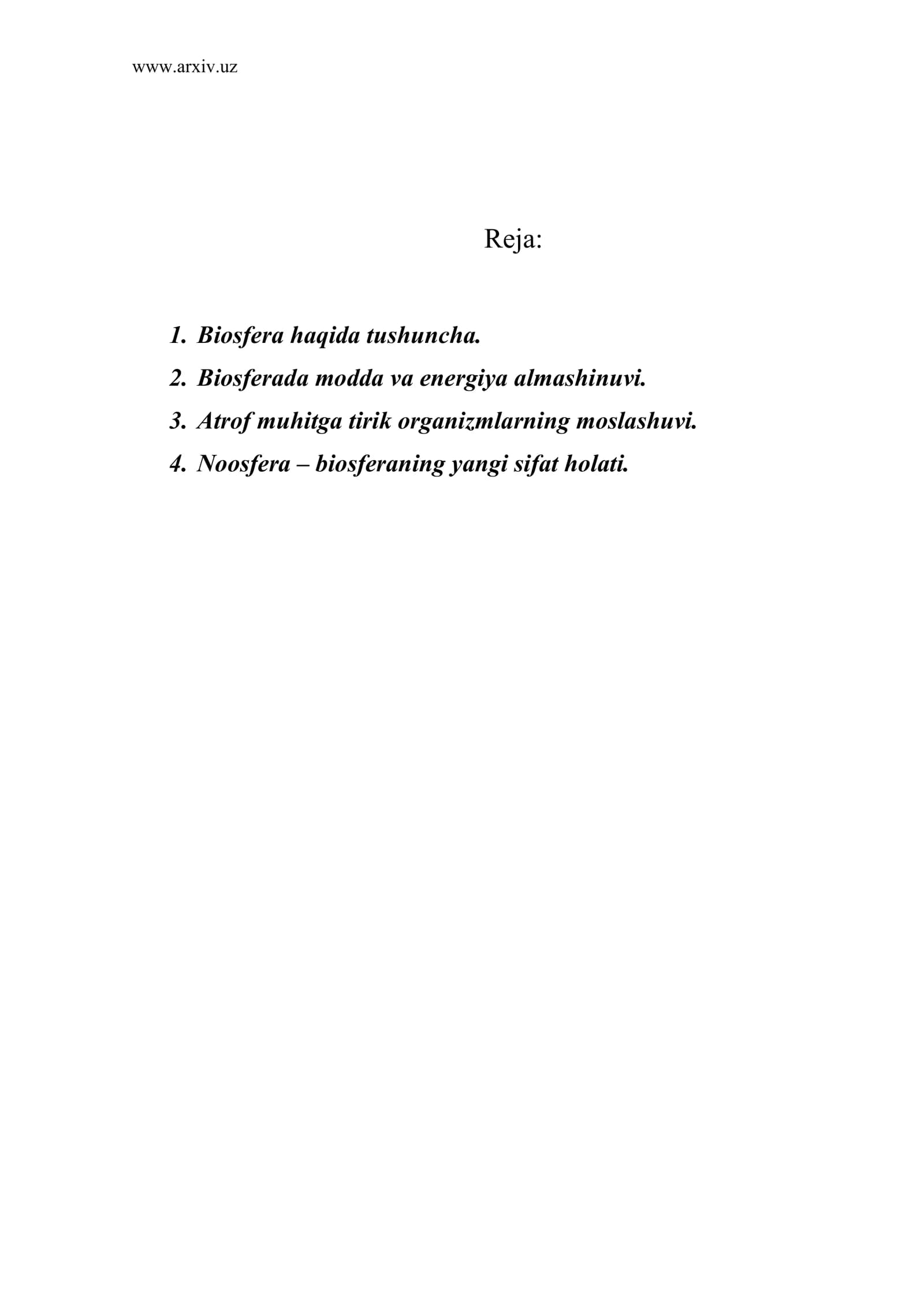 Biosfera haqida tushuncha