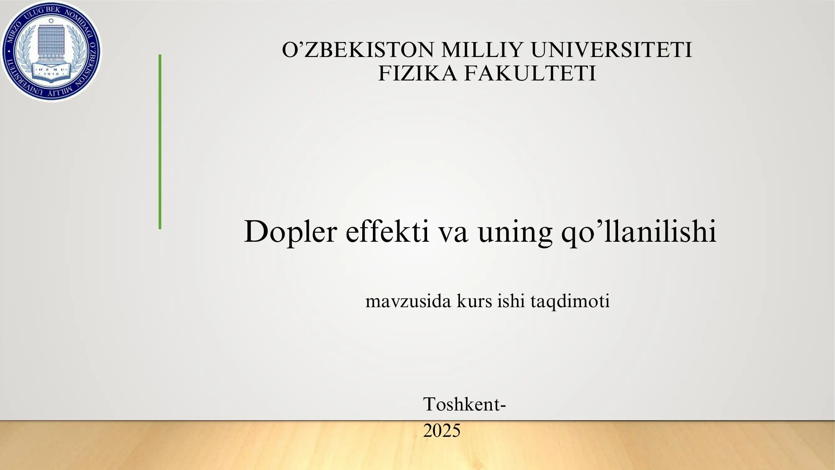 Dopler effekti va uning qo’llanilishi
