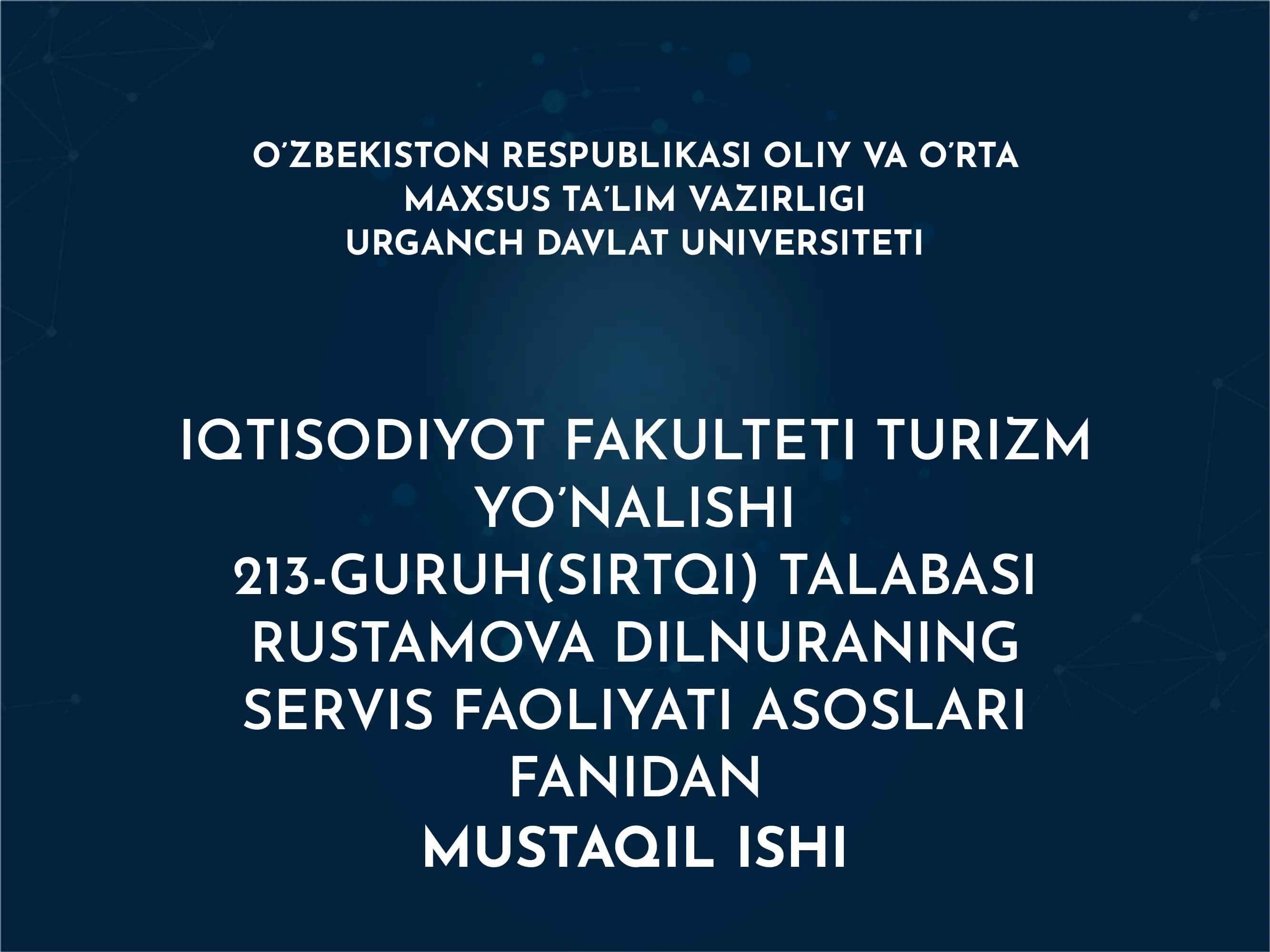 RESTORANLARDA MEHMONLAR ISHONCHI. BARLARDAGI SERVIS