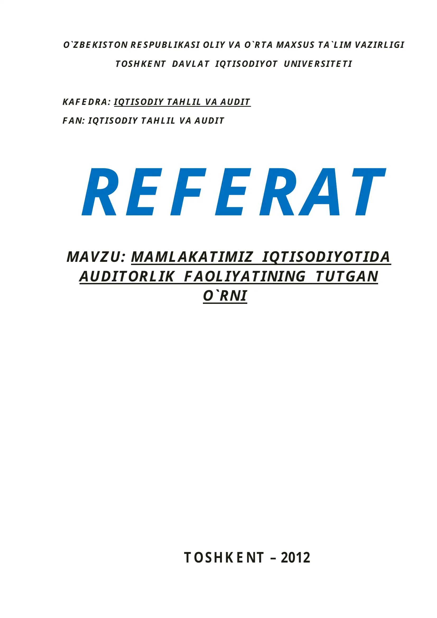 Mamlakatimiz iqtisodiyotida