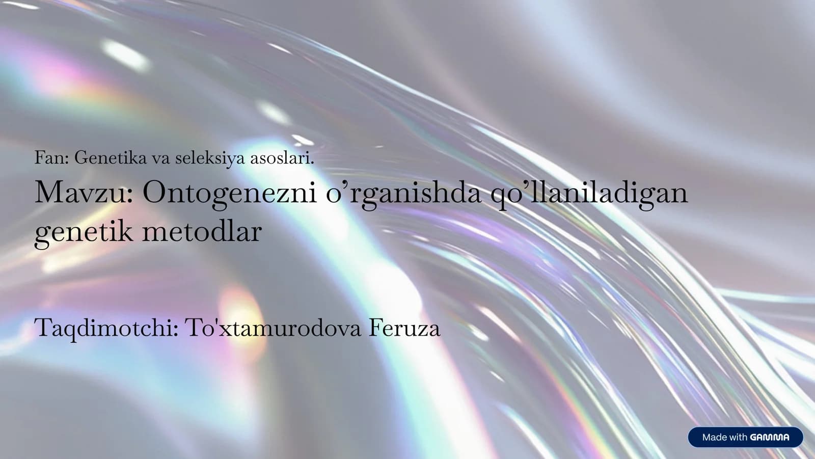 Ontogenezni o'rganishda qo'llaniladigan  genetik metodlar