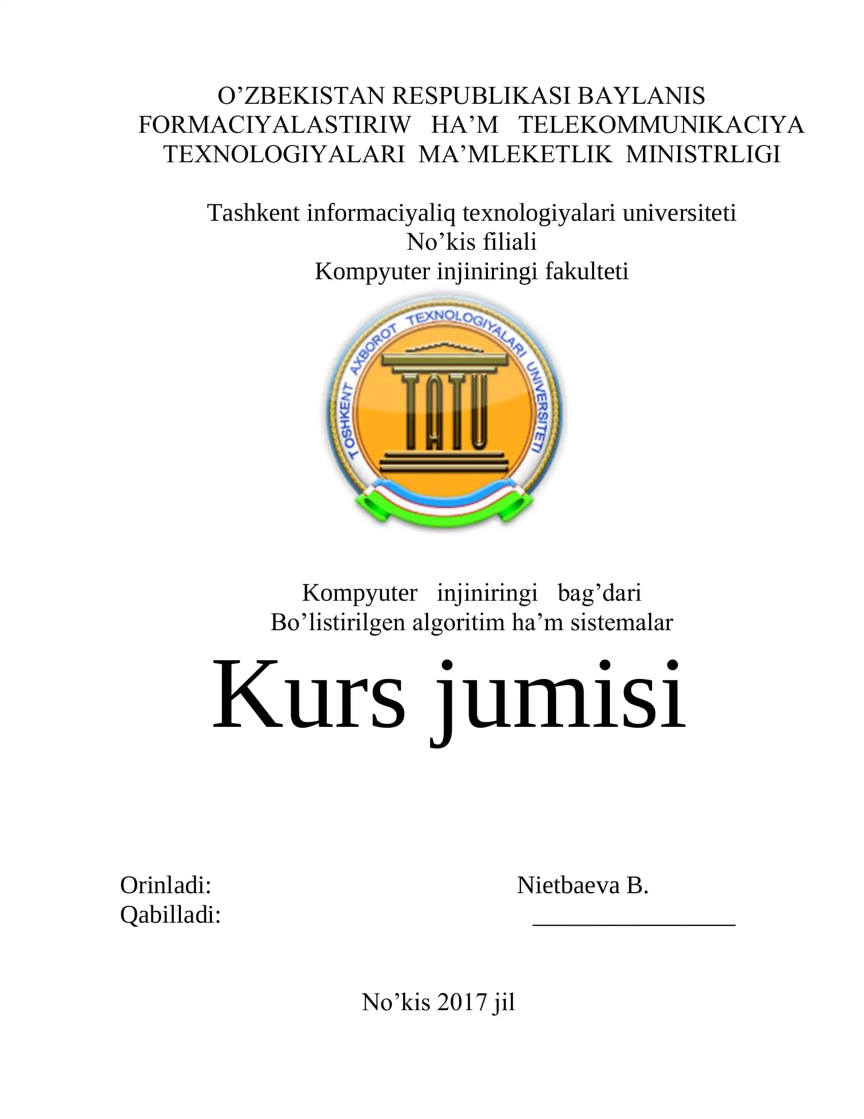 Algoritim ha’m sistemalar