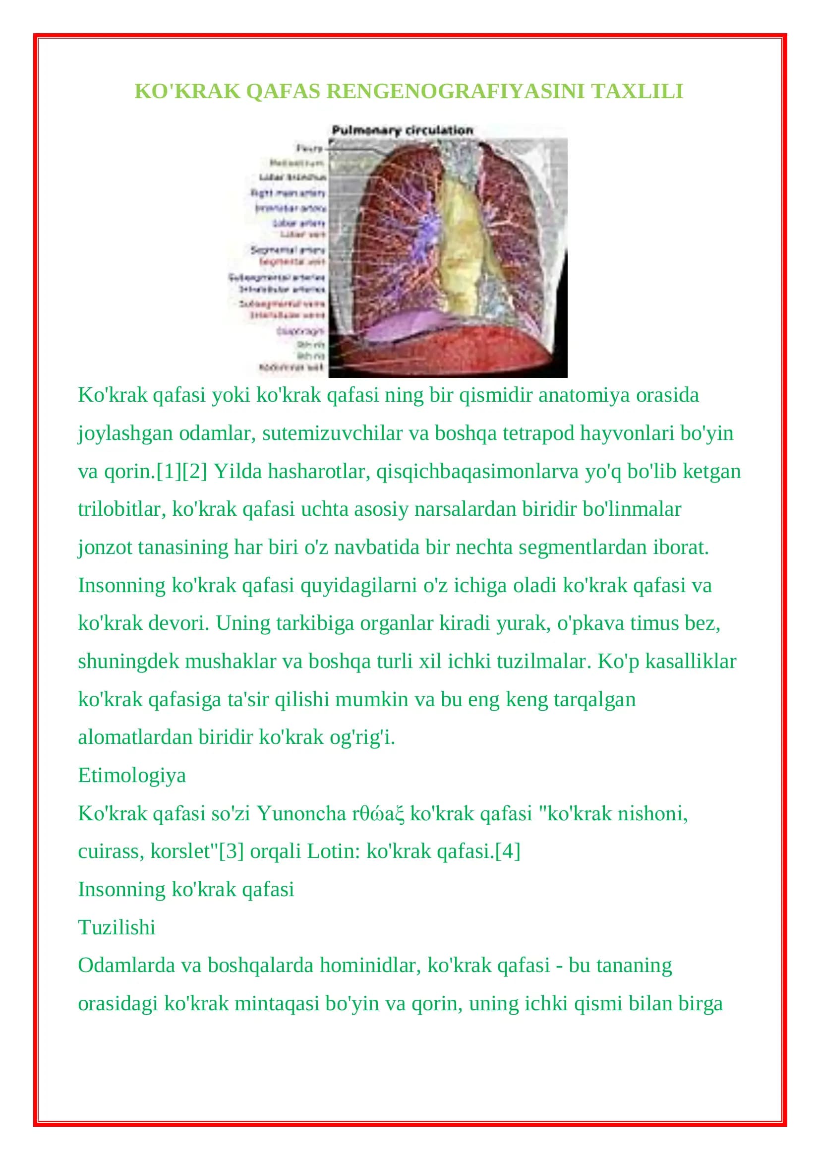 Ko'krak qafasining rentgenografiyasi