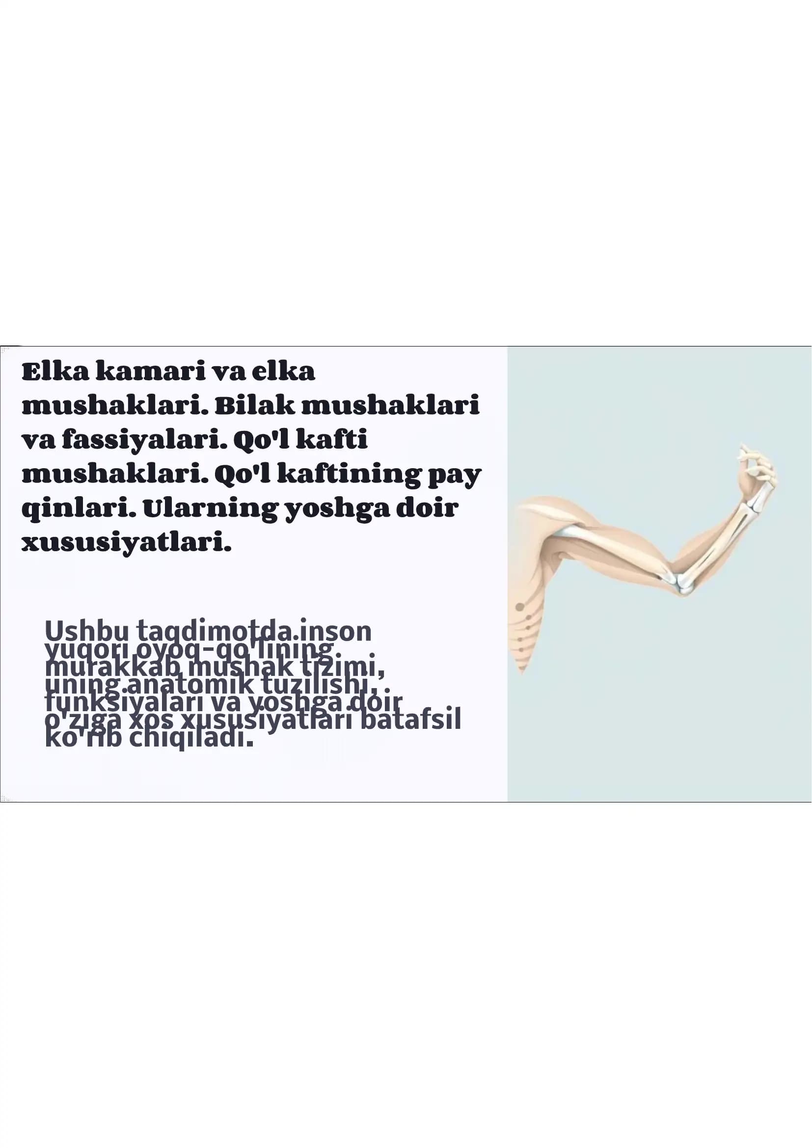 elka bilak va qo'l kaft mushaklari