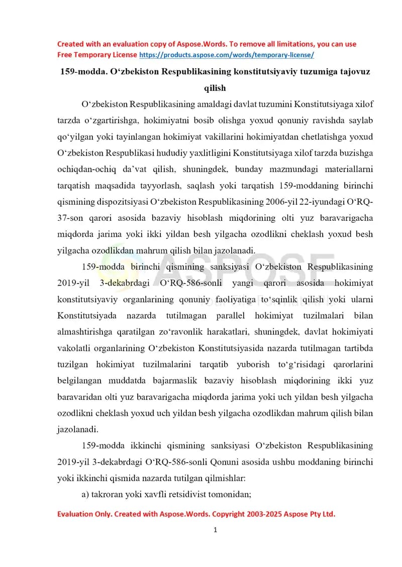 O‘zbekiston Respublikasining konstitutsiyaviy tuzumiga tajovuz qilish
