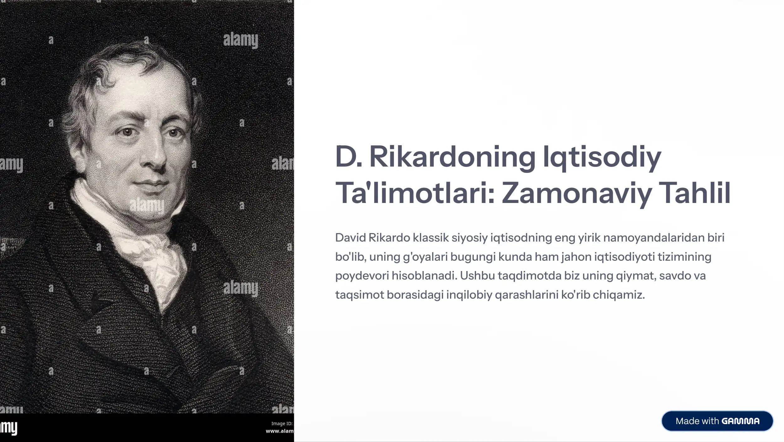 D. Rikardoning Iqtisodiy