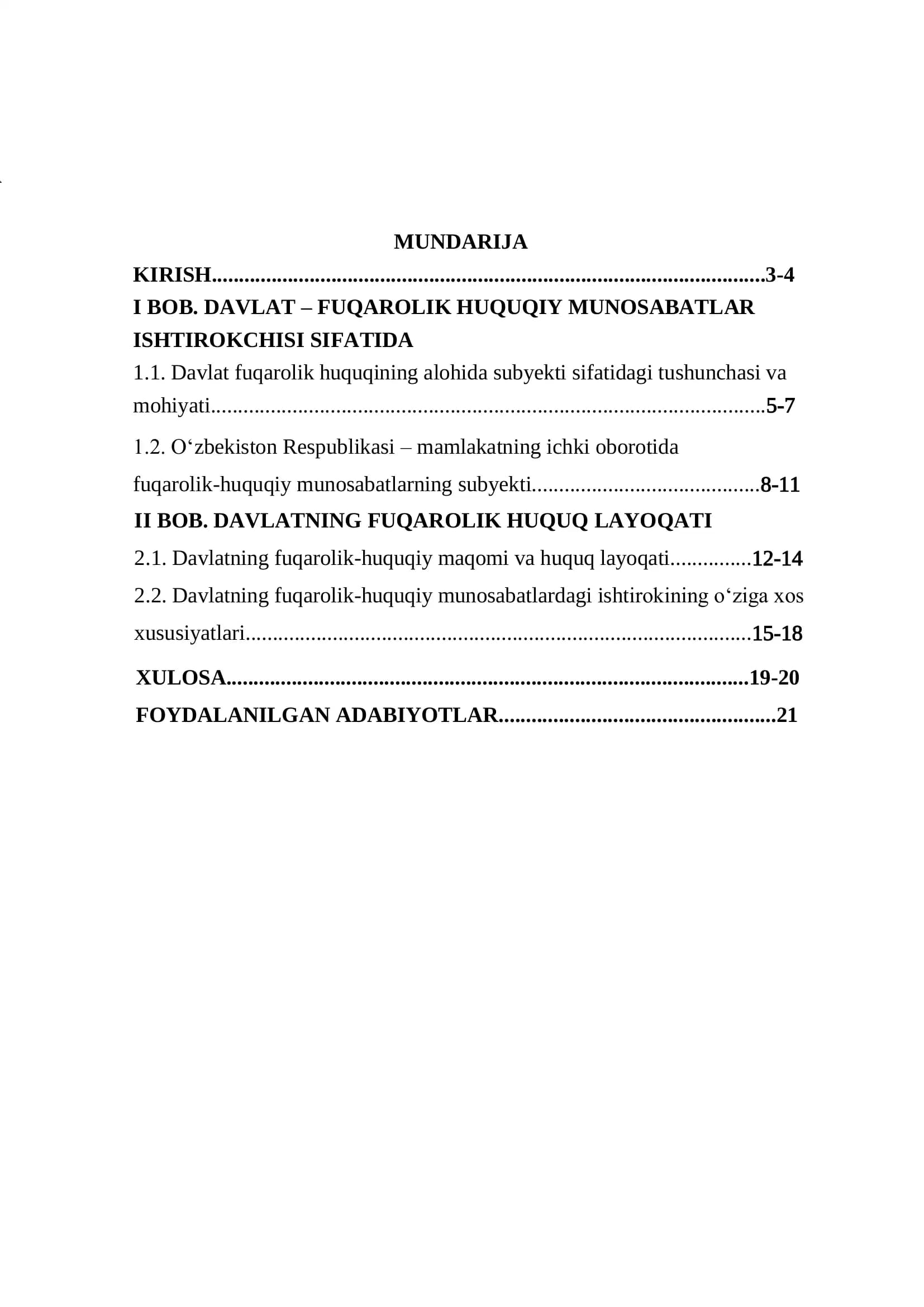 Davlat – Fuqarolik Huquqi Munosabatlar