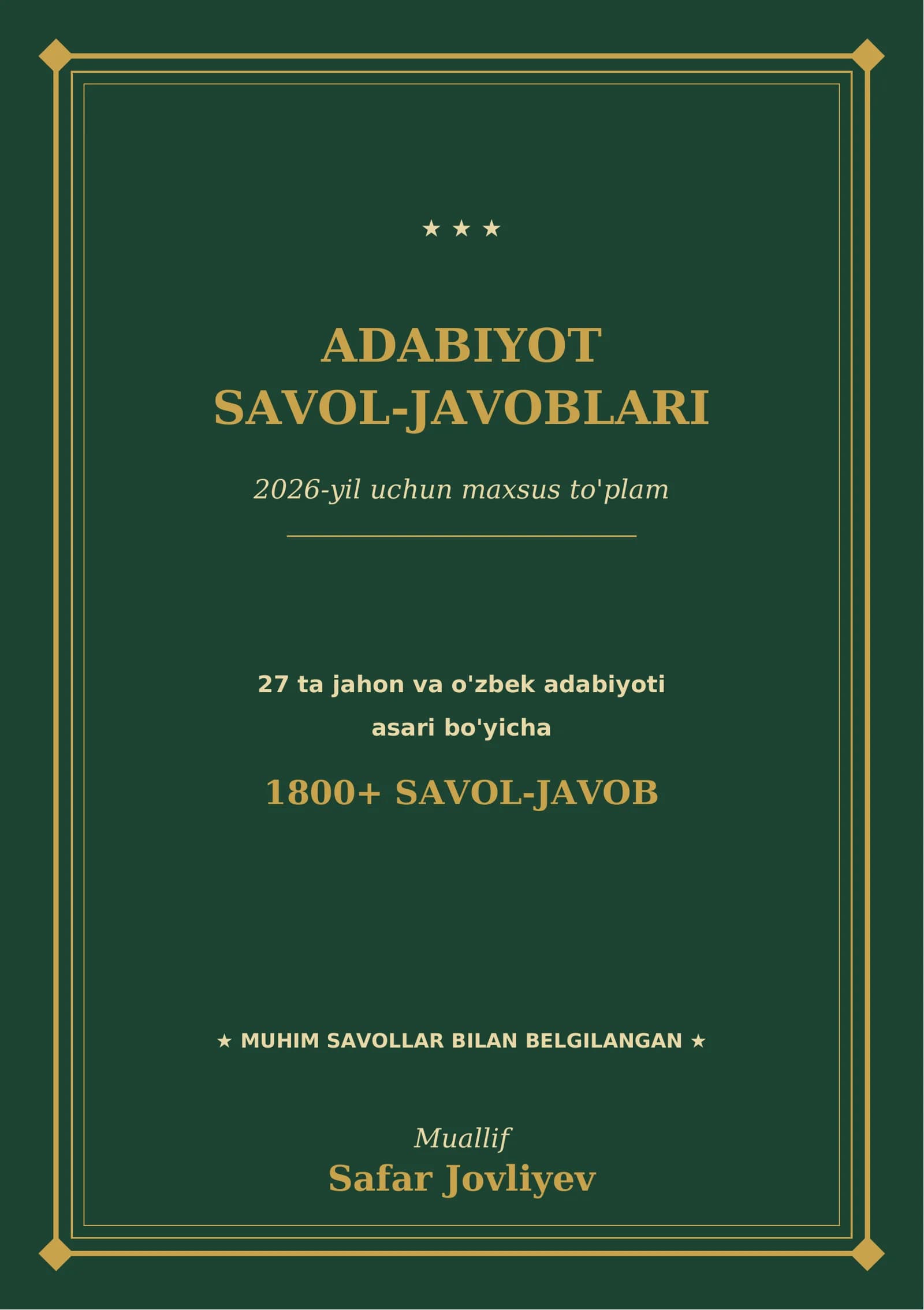 ADABIYOT SAVOL-JAVOBLARI