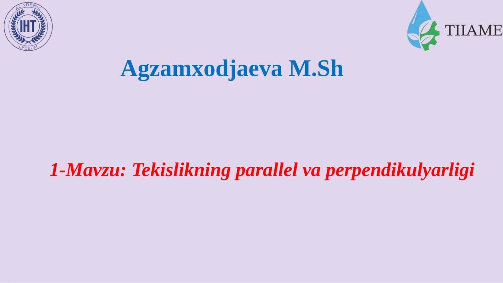 Tekislikning parallel va perpendikulyarligi