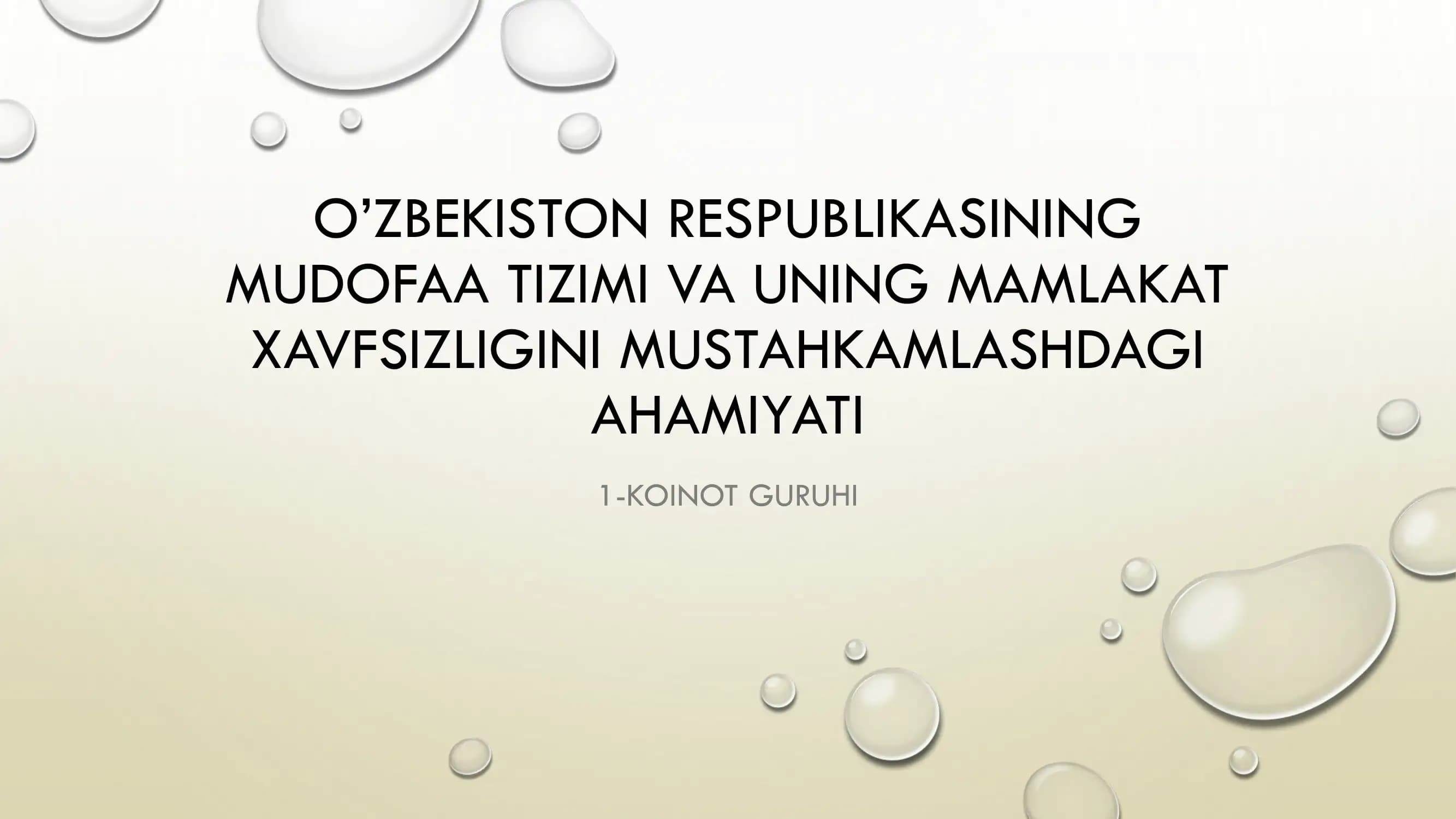 O'ZBEKISTON RESPUBLIKASINING MUDOFAA TIZIMI
