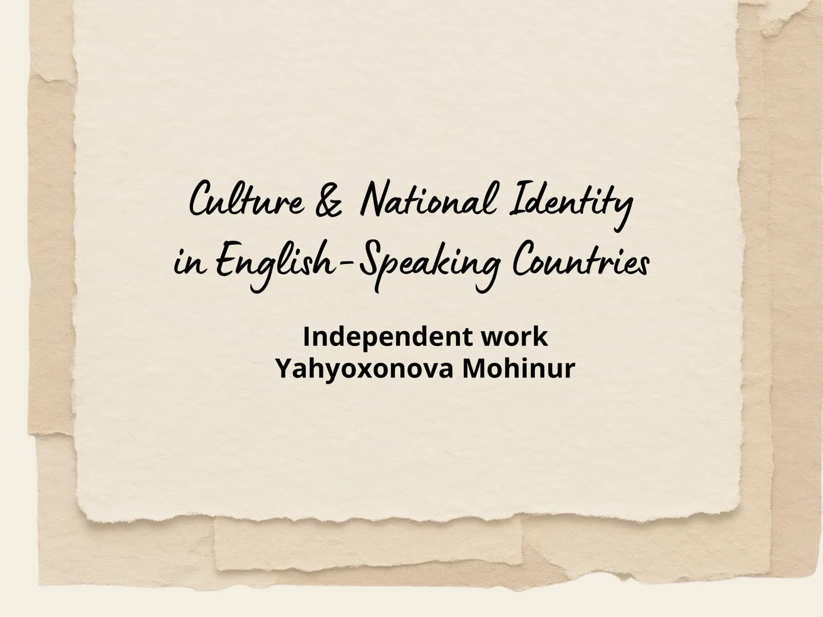 Culture & National Identity in English-Speaking Countries