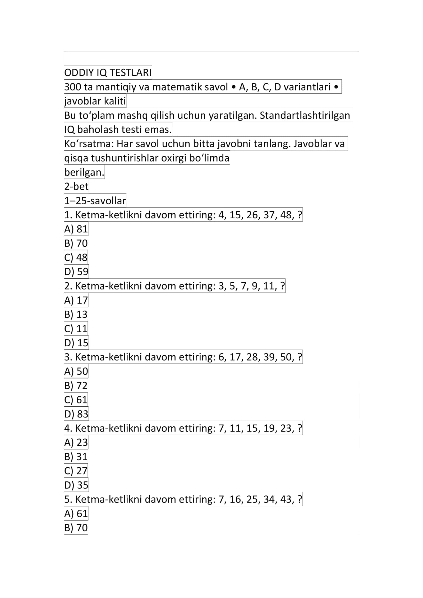 Iq test