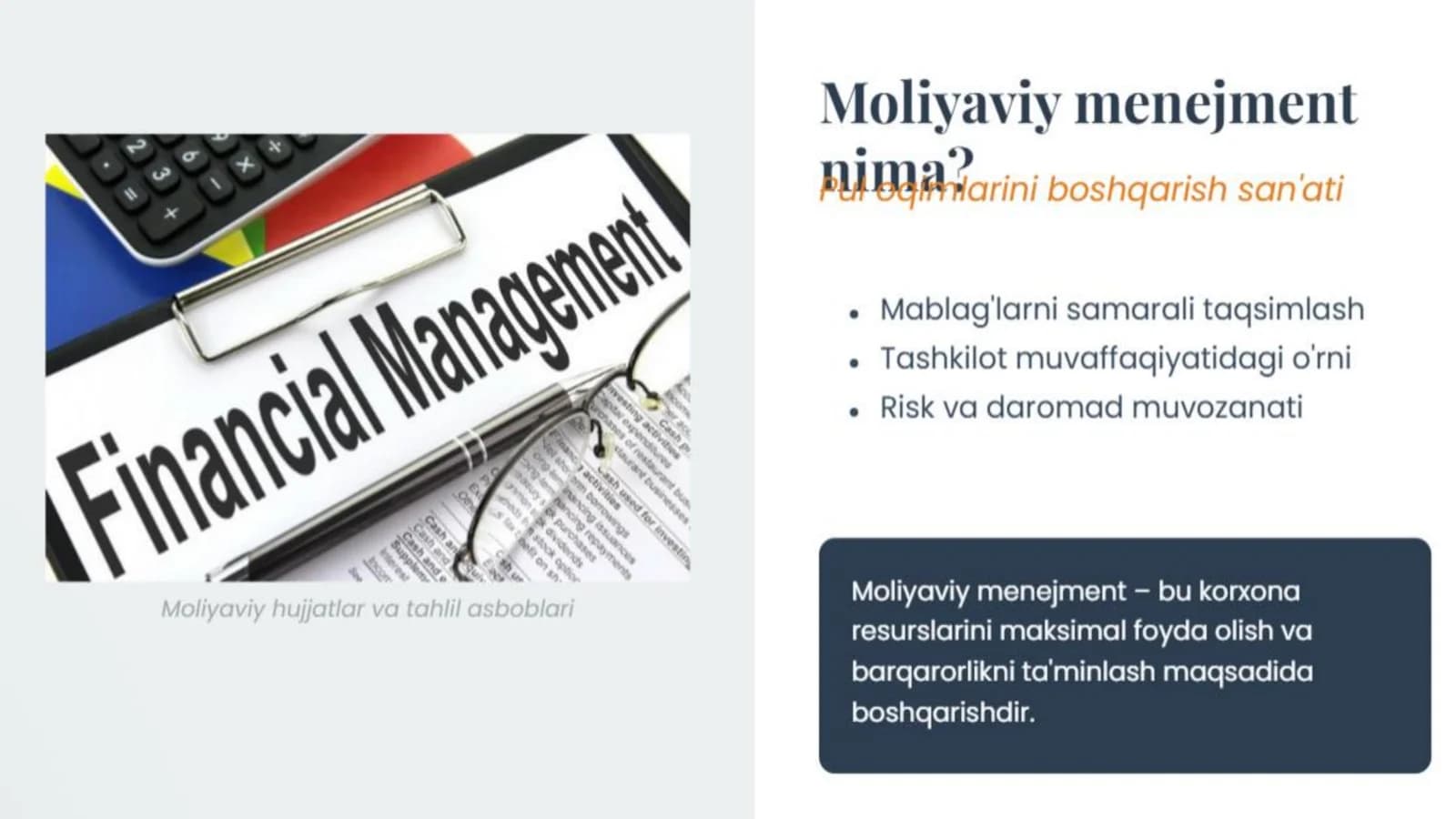 Moliyaviy menejment mazmuni va mohiyati