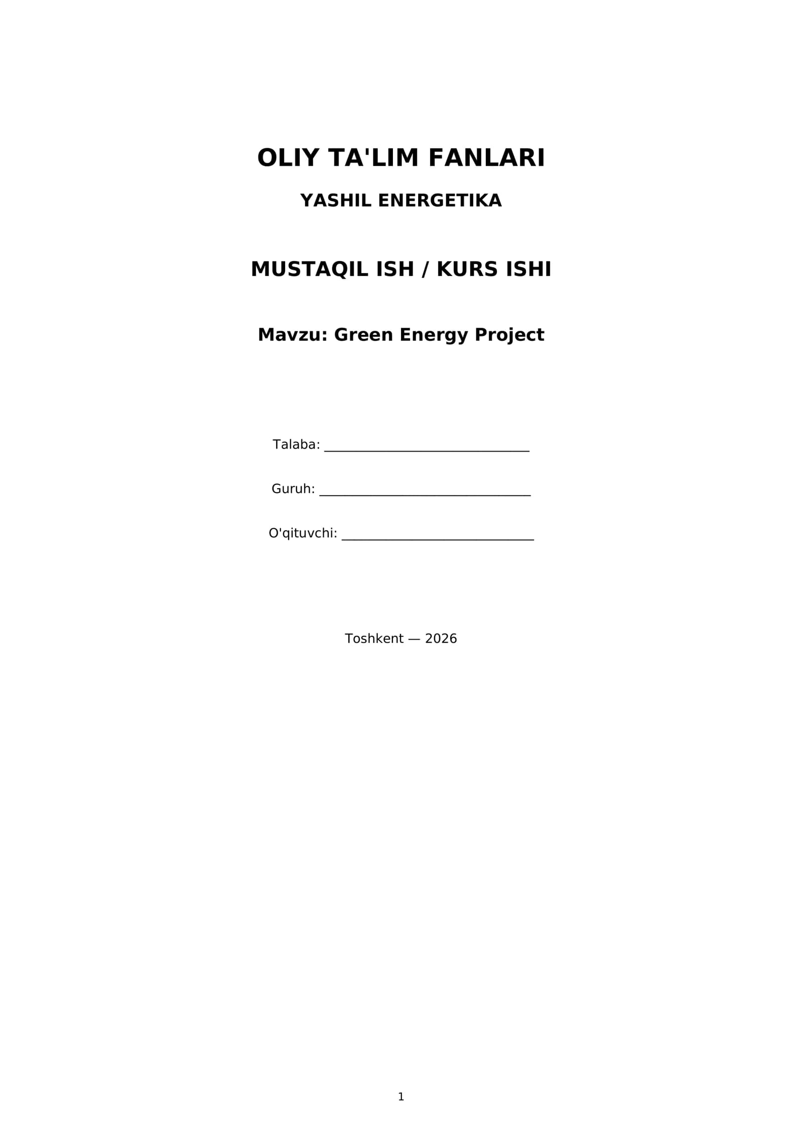 Green Energy Project