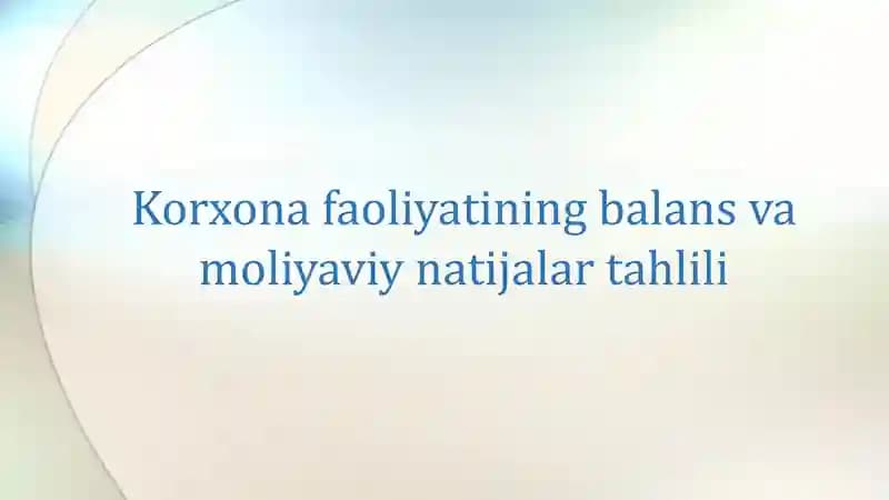 Moliyaviy natijalar tahlili