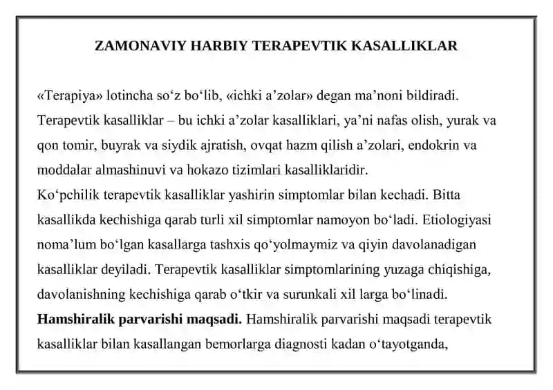 Zamonaviy harbiy terapevtik kasalliklar