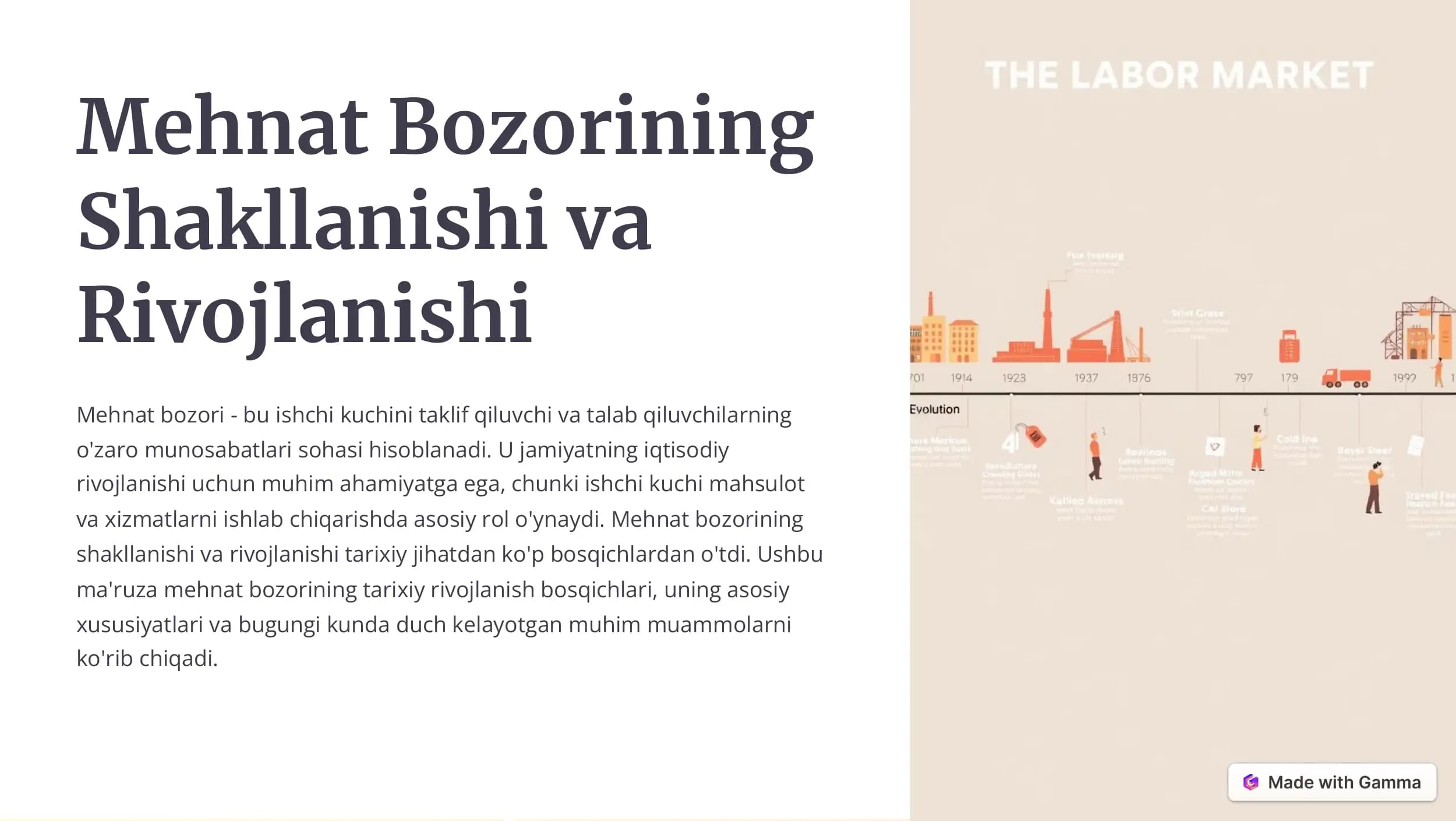 Mehnat Bozorining Shakllanishi va Rivojlanishi