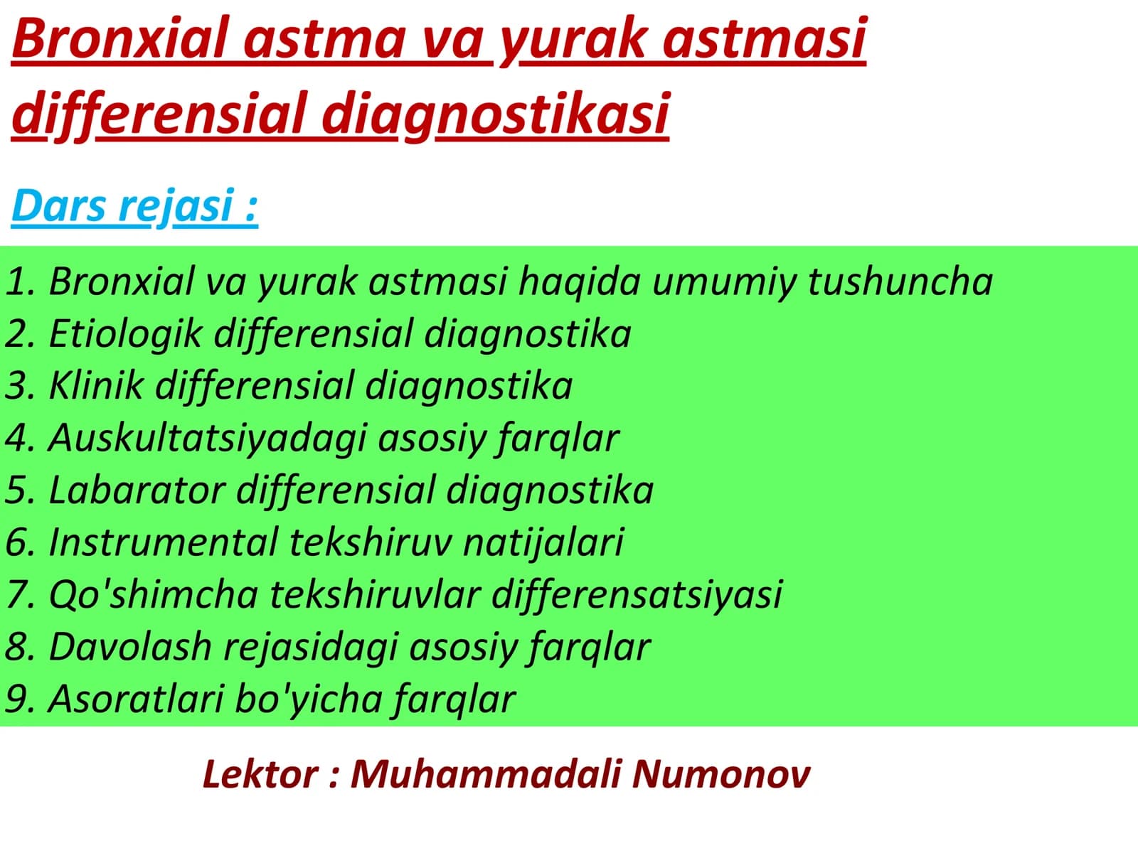 Bronxial astma va yurak astmasi