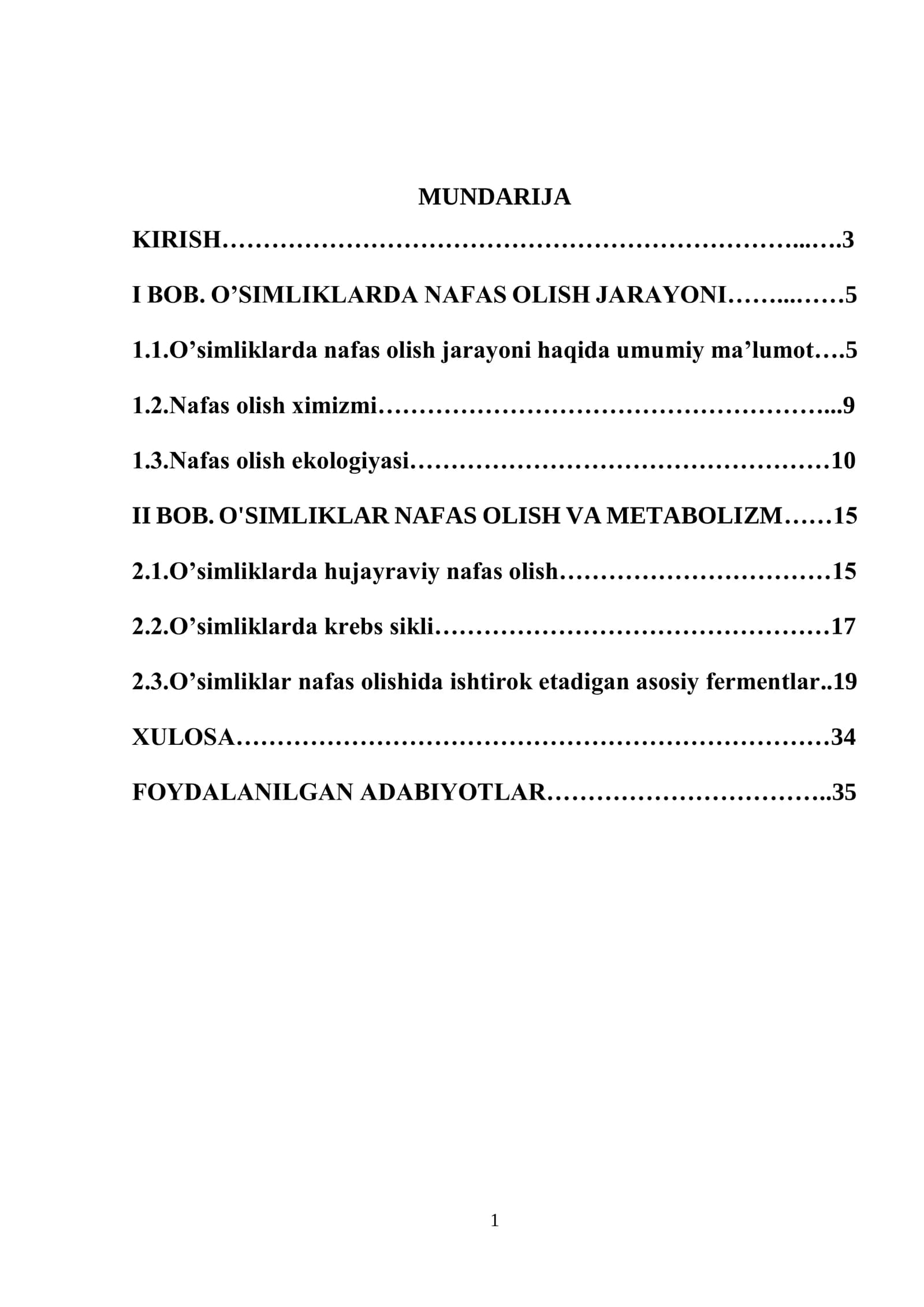 O'SIMLIKLARDA NAFAS OLISH JARAYONI