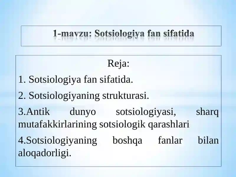 Sotsiologiya fan sifatida