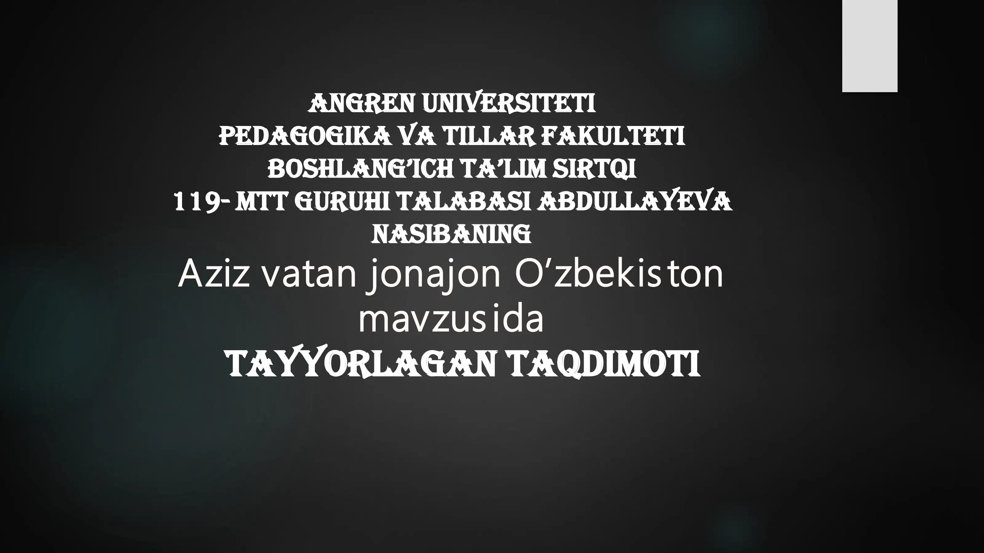 Vatanga Muhabbat Qalblardagi Tuyg'u