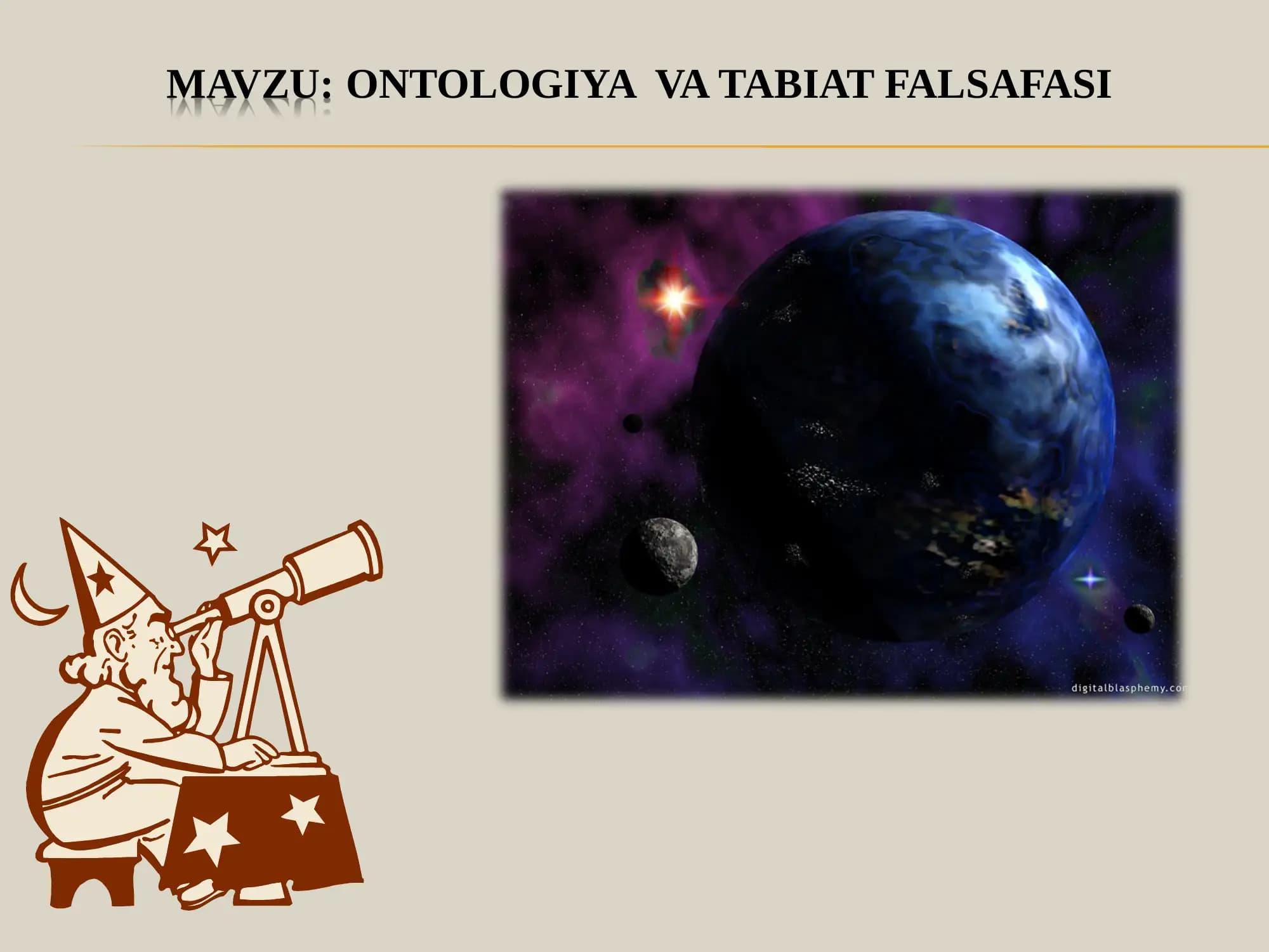 Falsafa fani uchun Ontologiya mavzusi