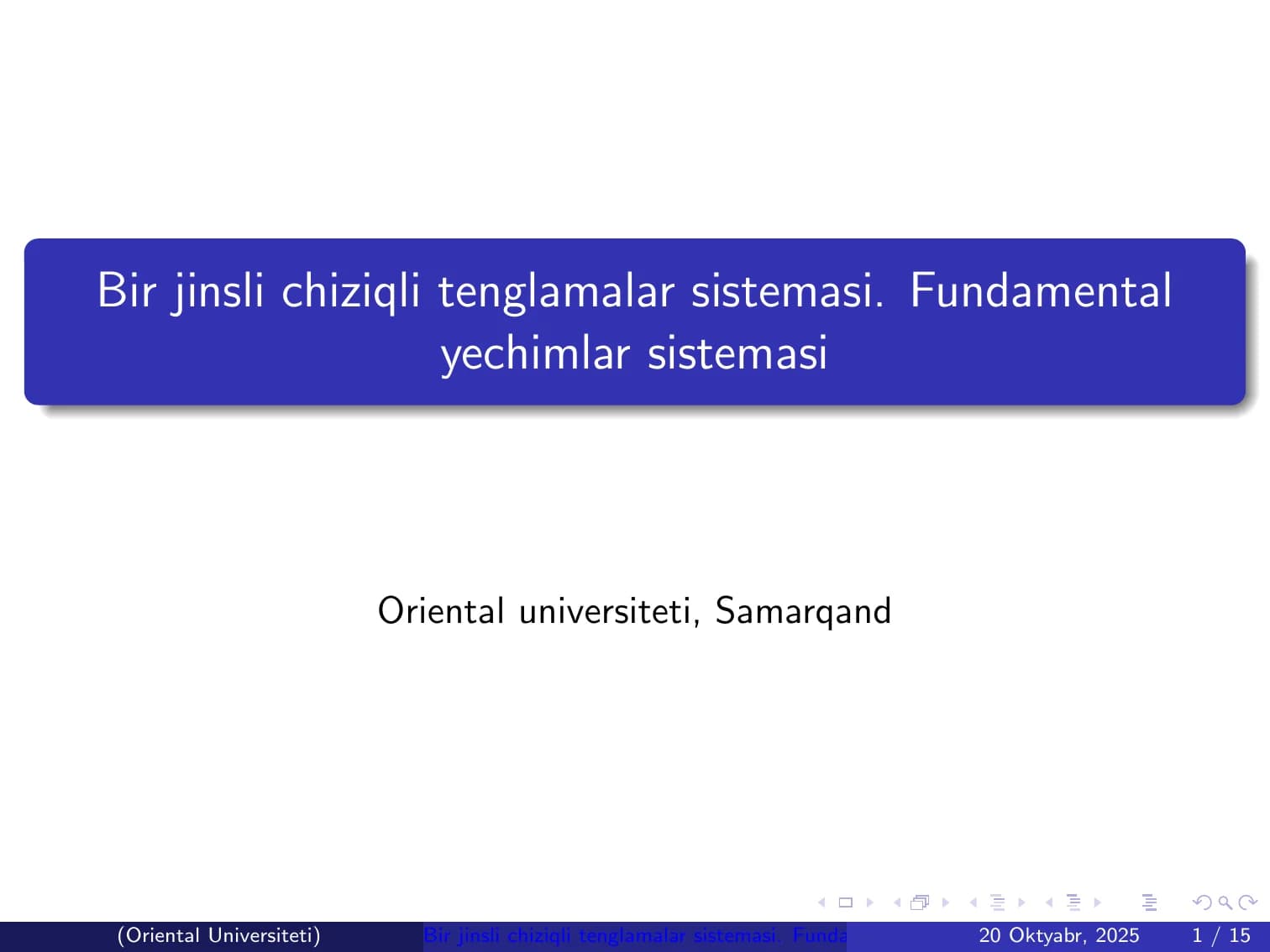 Chiziqli tenglamalar sistemasi