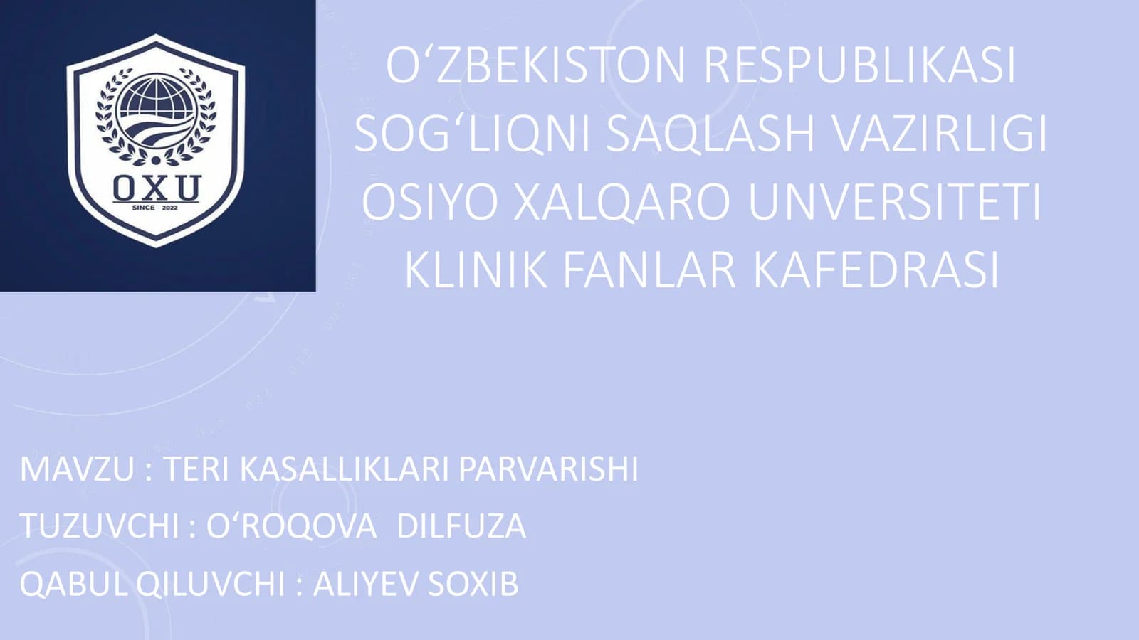 Teri kasalliklari parvarishi
