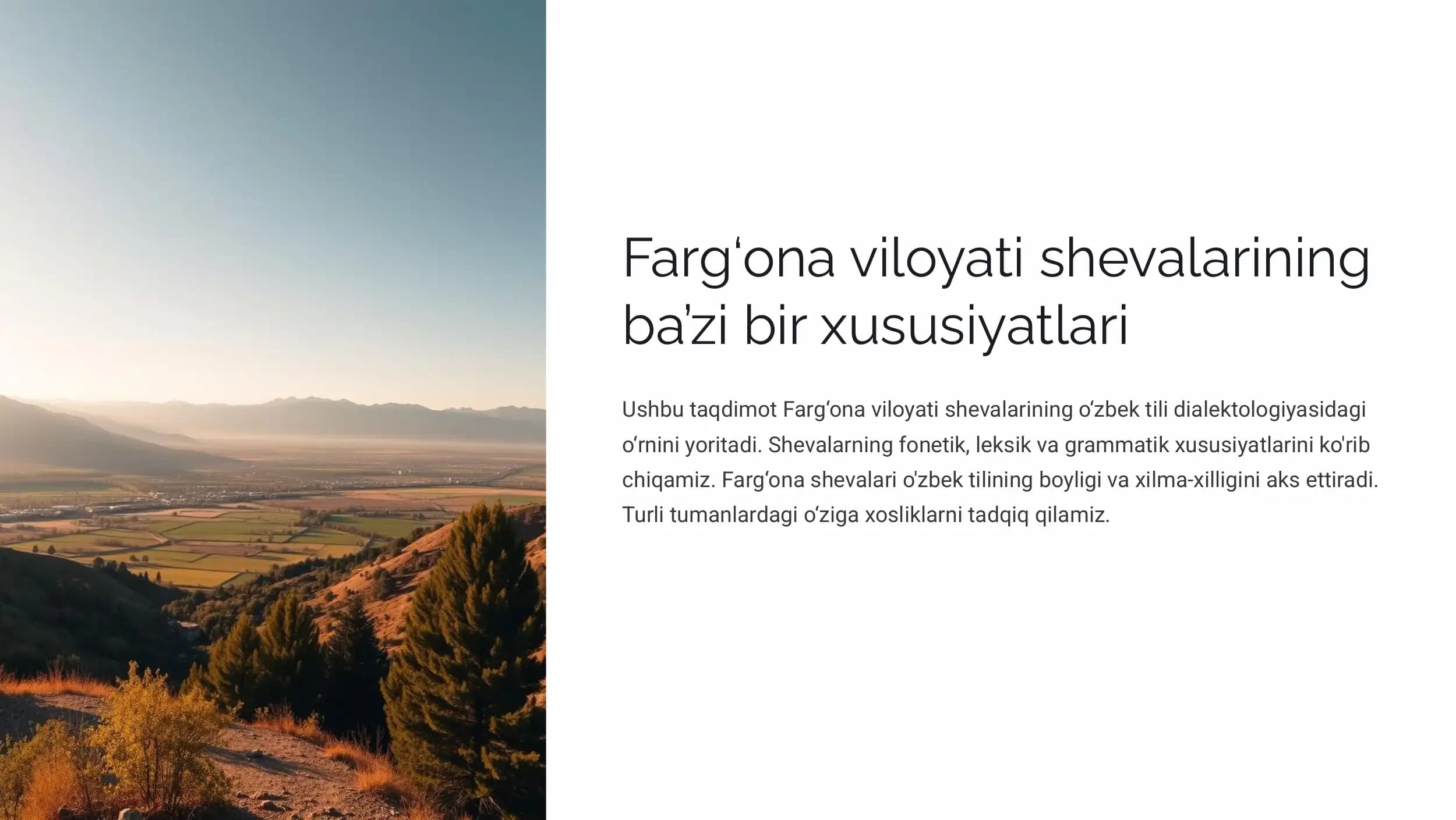 Farg'ona viloyati shevalarining  ba'zi bir xususiyatlari
