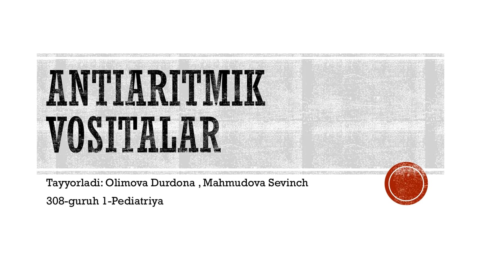 ANTIARITMIK VOSITALAR