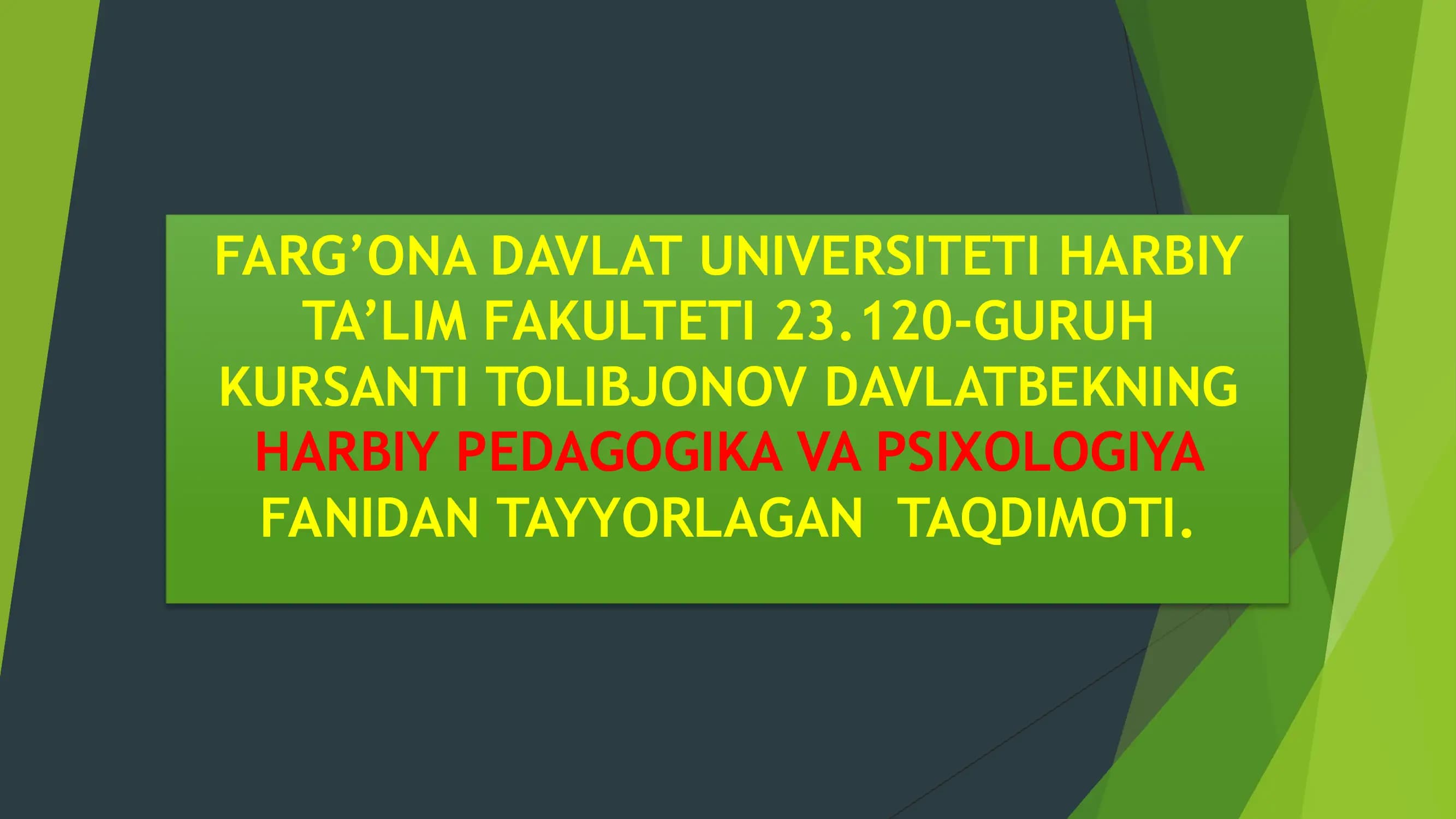 Harbiy Pedagogika va Psixologiya