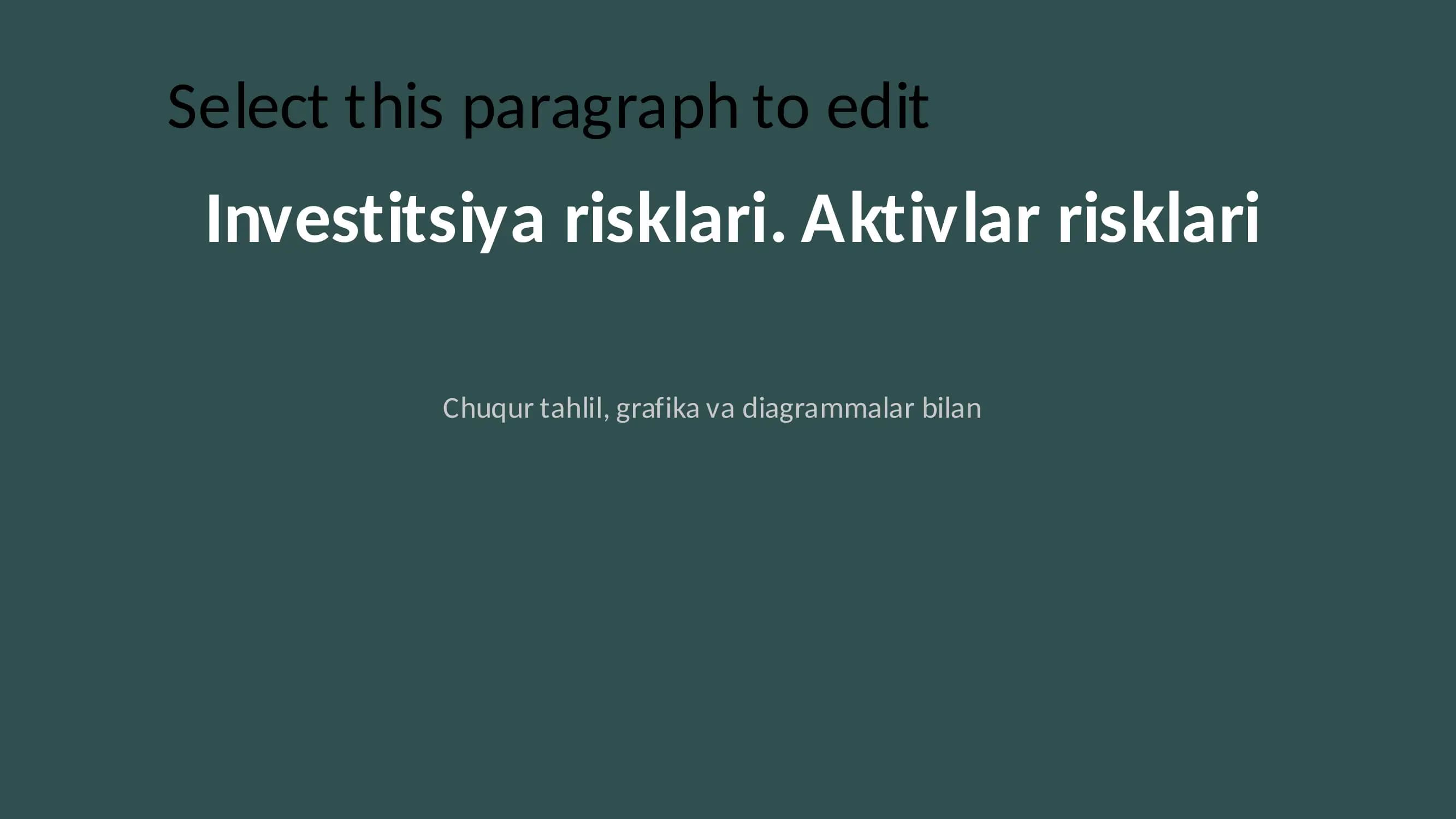Investitsiya risklari. Aktivlar risklari